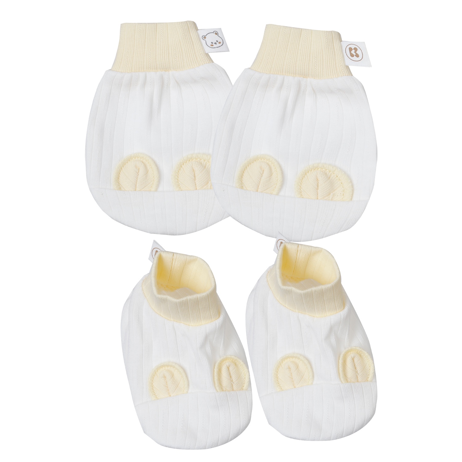 Set bao tay chân KidsPlaza kẻ tăm ND25T (Trắng vàng) hình 1