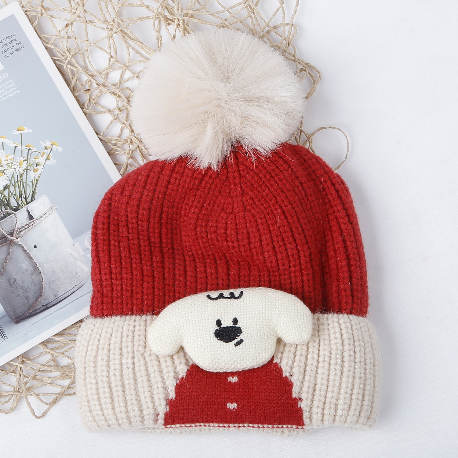 Mũ len cho bé  KidsPlaza 25K-B02 hình cún (Đỏ) hình 1