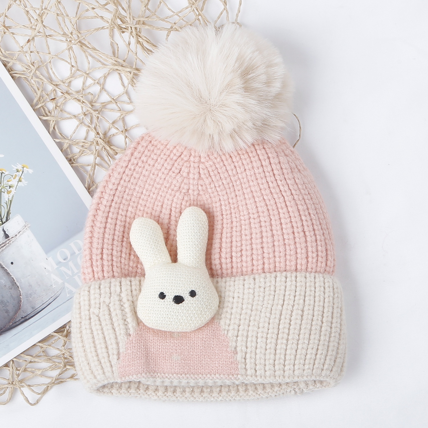 Mũ len cho bé KidsPlaza 25K-B02 hình thỏ (Hồng) hình 1