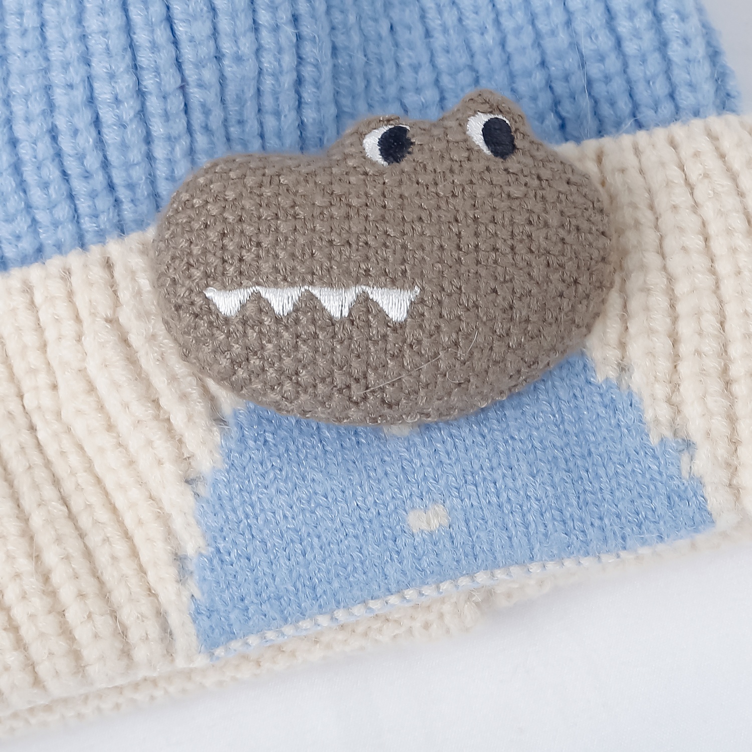 Mũ len cho bé KidsPlaza 25K-B02 khung long (Xanh) hình 3