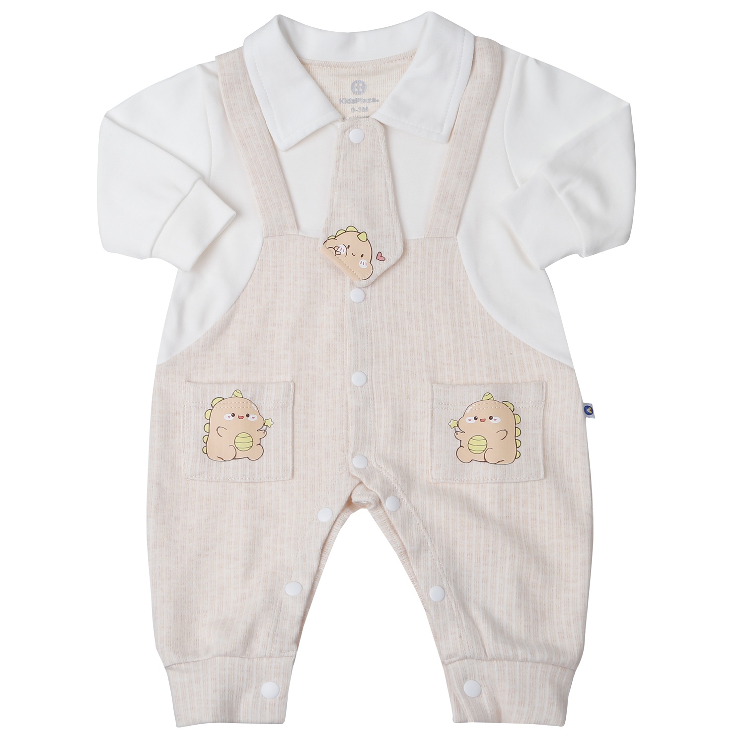 Bộ body bé trai KidsPlaza cà vạt in khủng long HN25T (Trắng be) hình 1