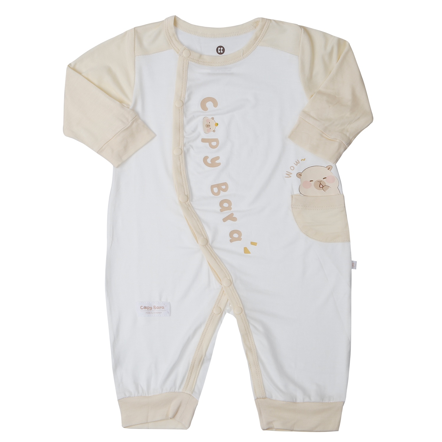 Bộ body dài cài lệch cho bé KidsPlaza Capybara M25T (Be)