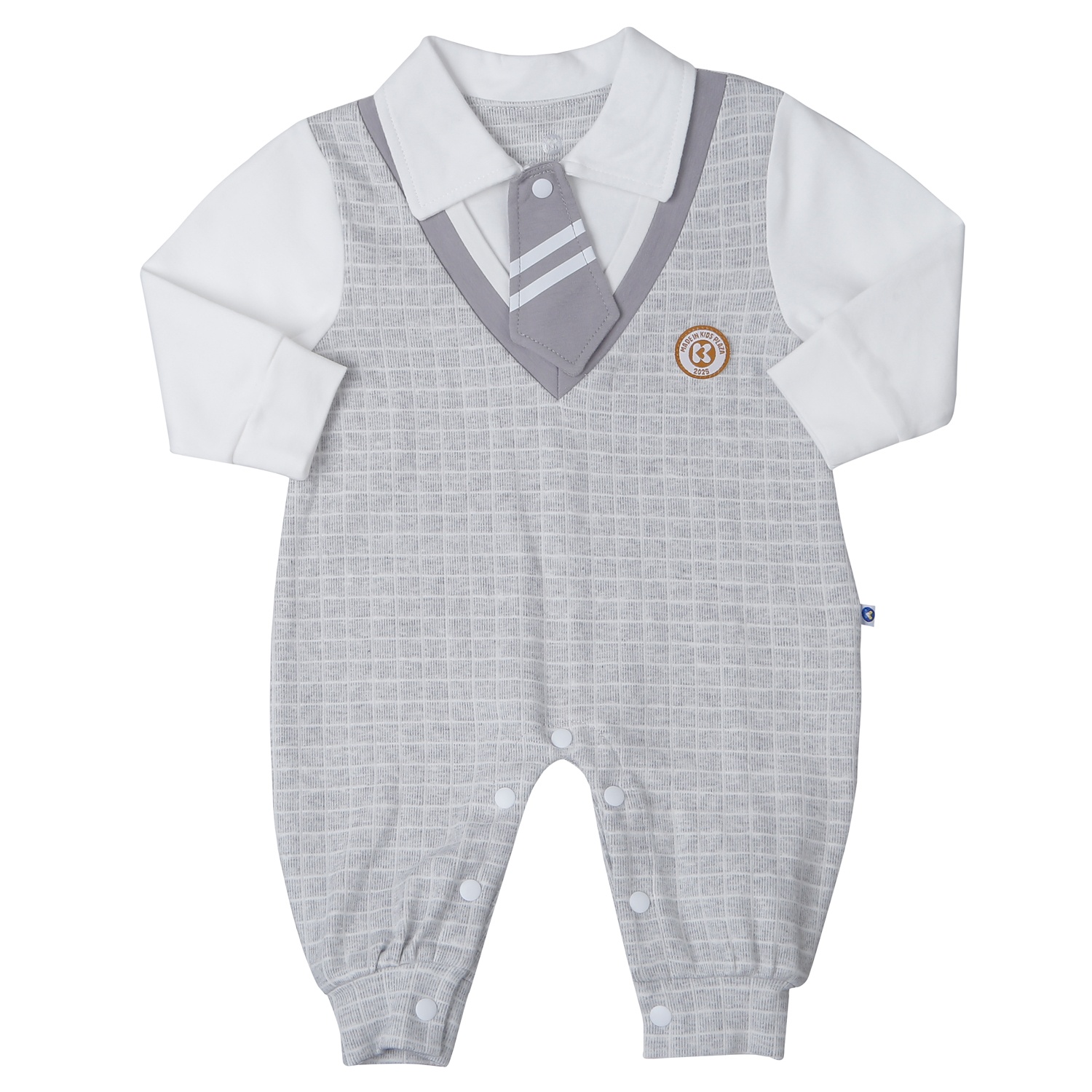 Bộ body dài tay bé trai KidsPlaza kẻ HN25T (Ghi)