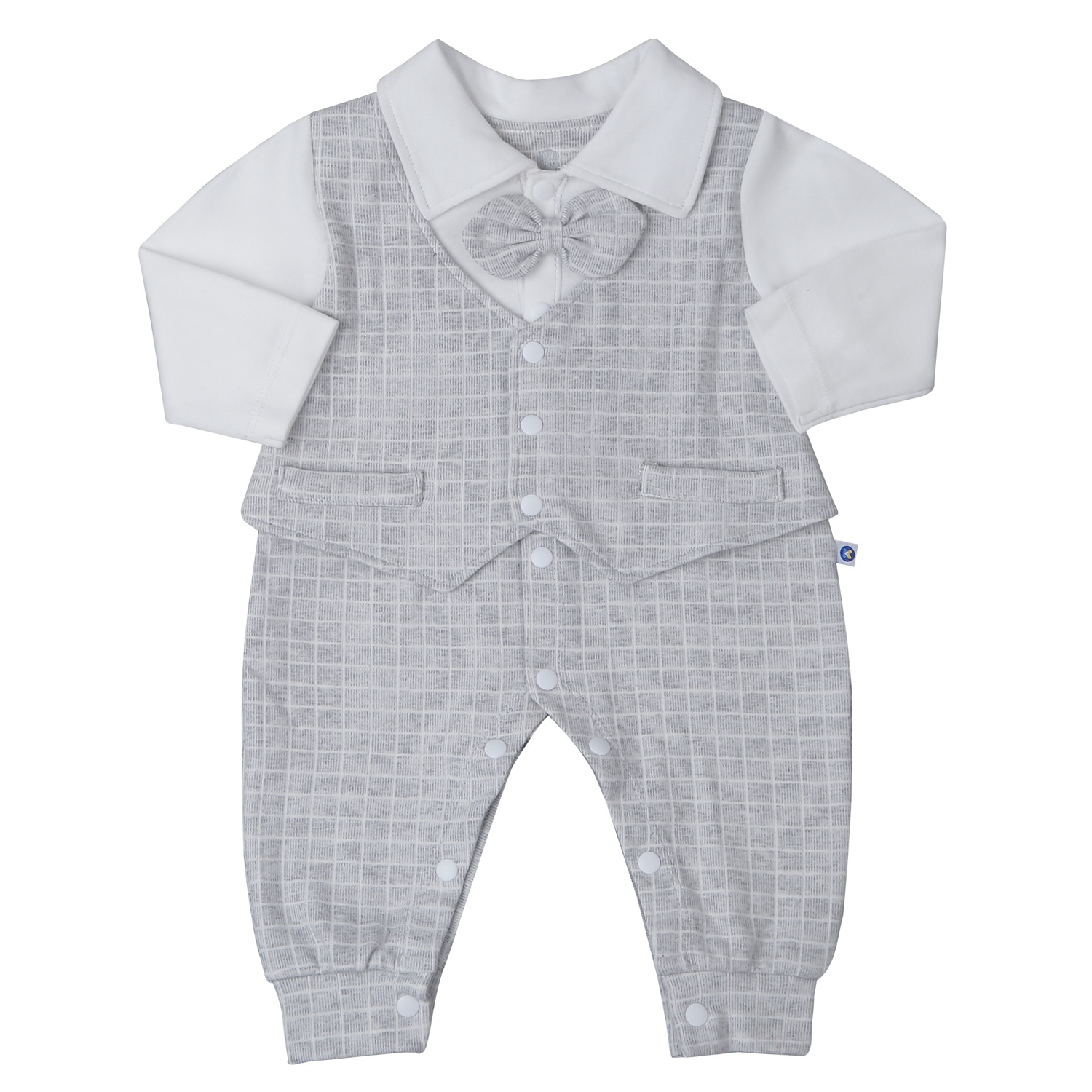 Bộ body dài tay bé trai KidsPlaza kẻ ô HN25T (Ghi) 