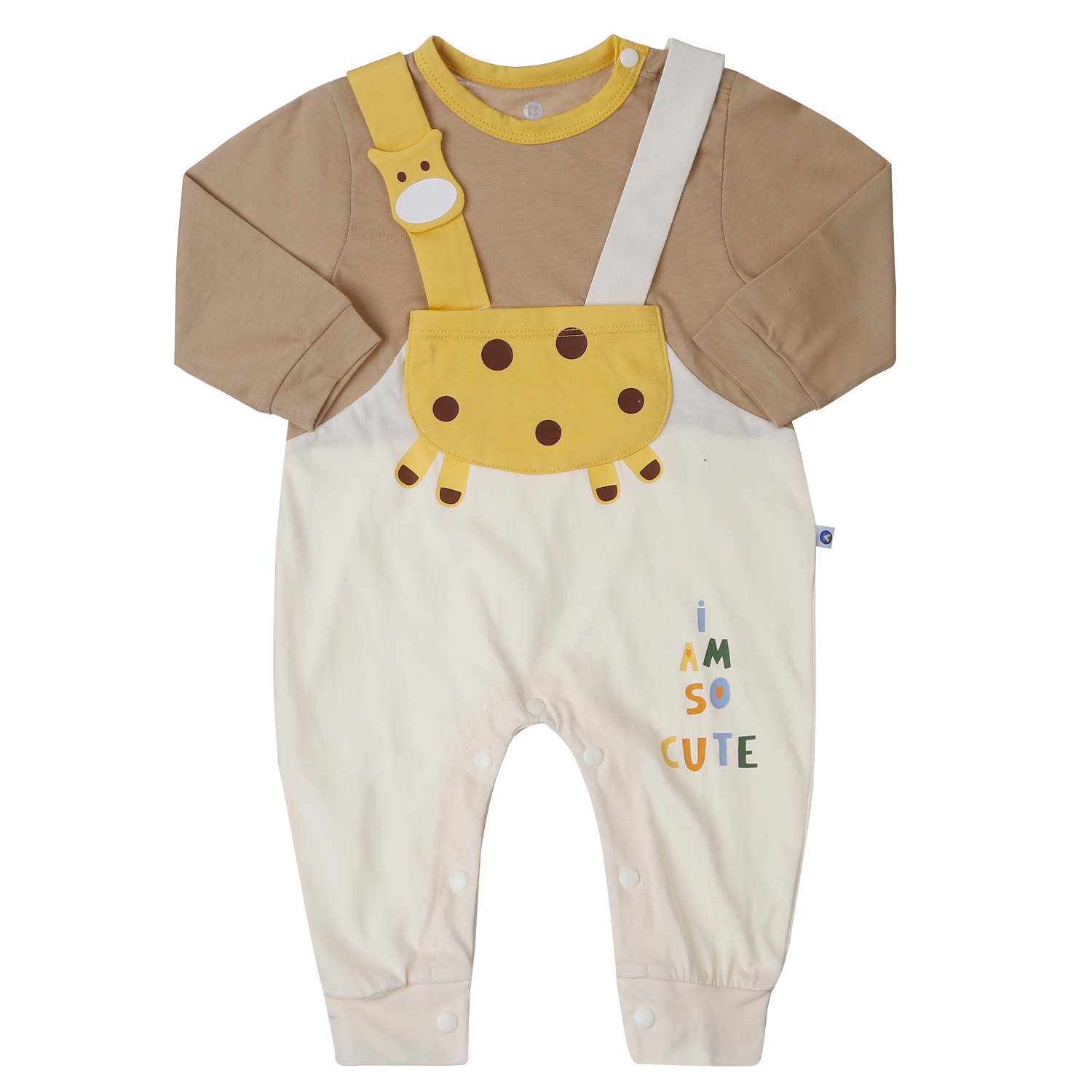 Bộ body dài tay bé trai KidsPlaza túi hươu HN25T (Be nâu) 