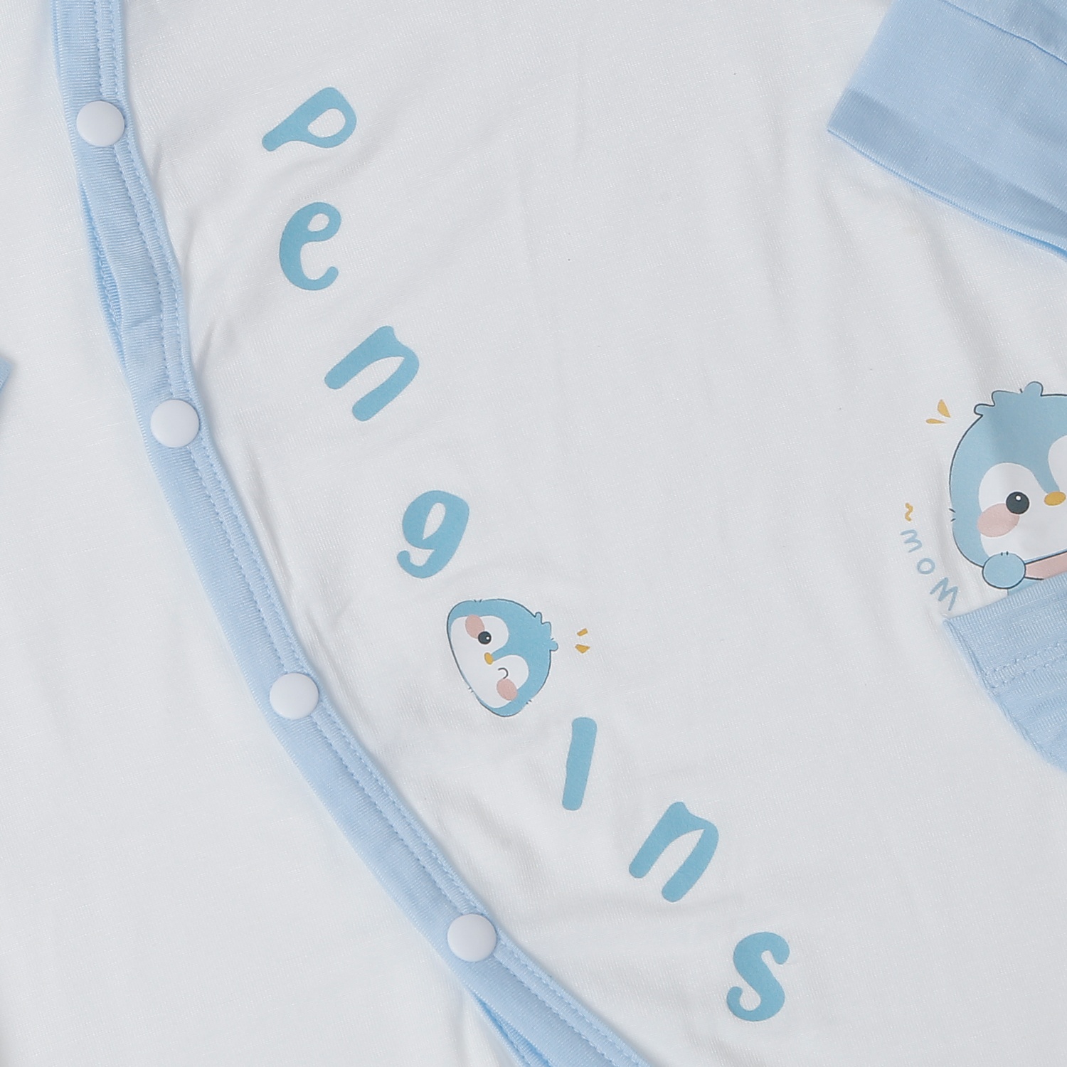  Bộ body dài tay cài lệch KidsPlaza chim cánh cụt M25T(Xanh dương)