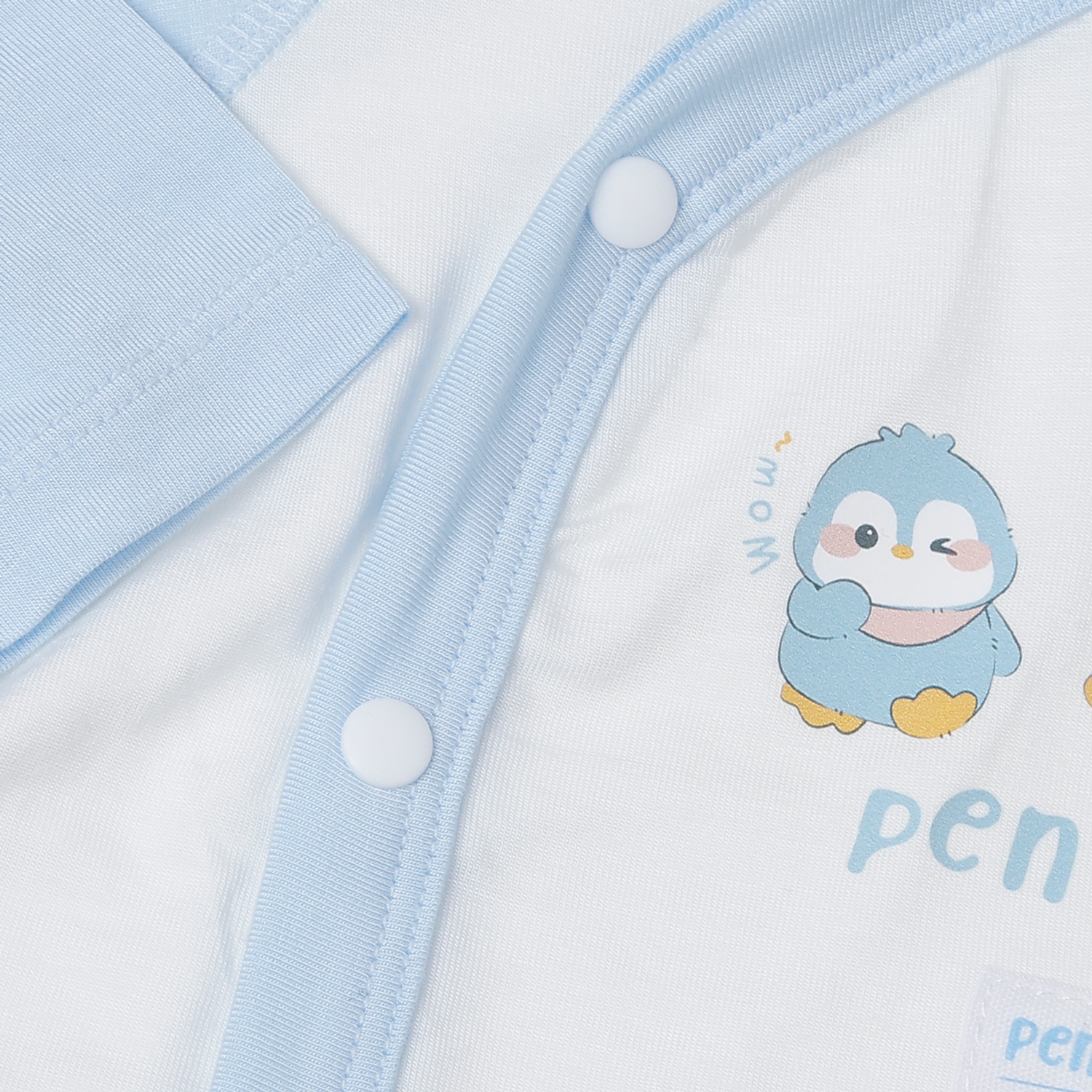 Bộ dài cài lệch KidsPlaza Modal in chim cánh cụt M25T (Xanh)