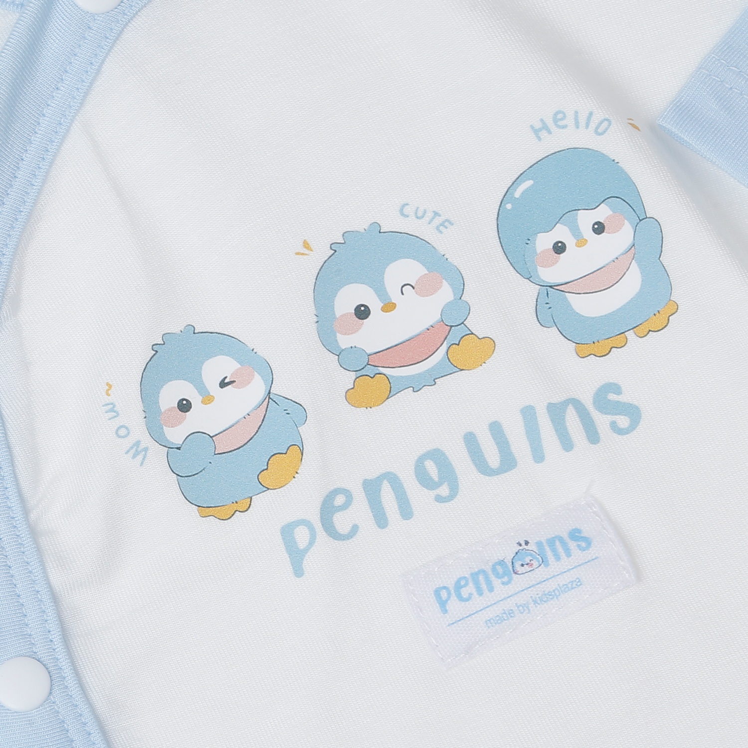 Bộ dài cài lệch KidsPlaza Modal in chim cánh cụt M25T (Xanh)