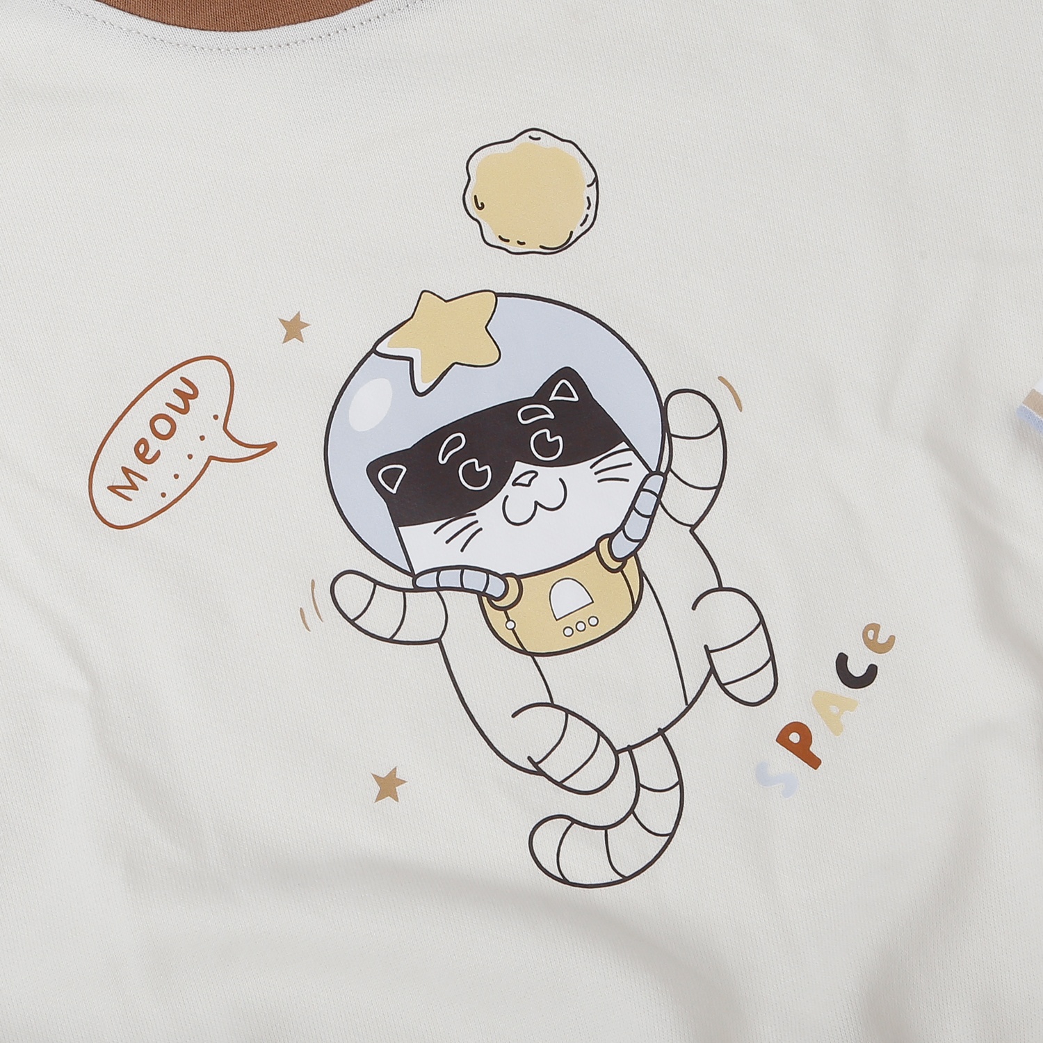 Bộ đồ bé trai KidsPlaz mèo vũ trụ HN25D (Nâu be) hình 4