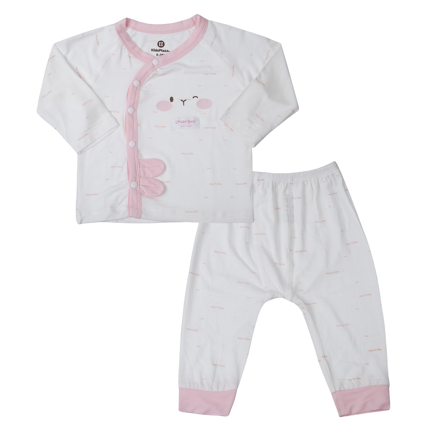 Bộ quần áo cài lệch cho bé KidsPlaza kẻ ngang M25T (Trắng) 