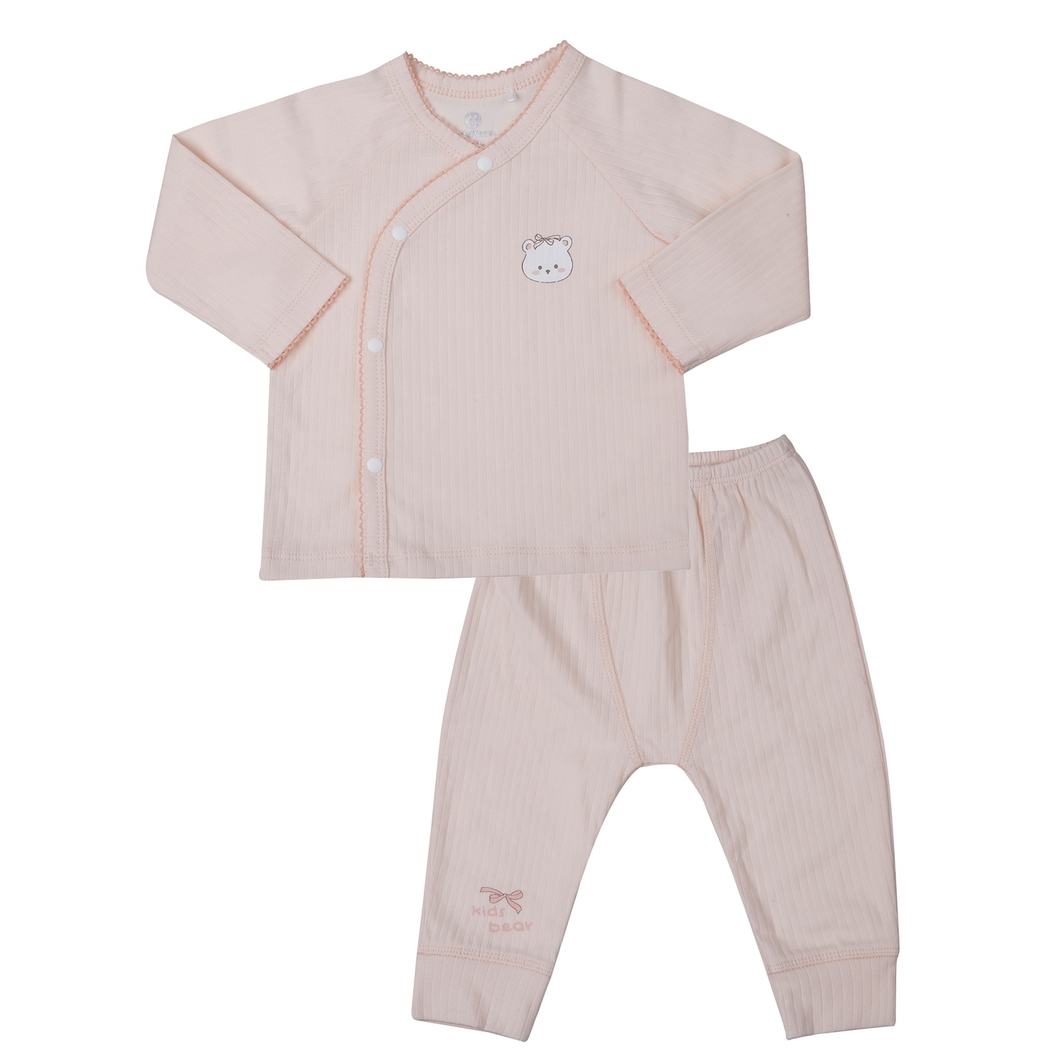 Bộ quần áo dài cài lệch KidsPlaza kẻ tăm ND25T (Hồng)