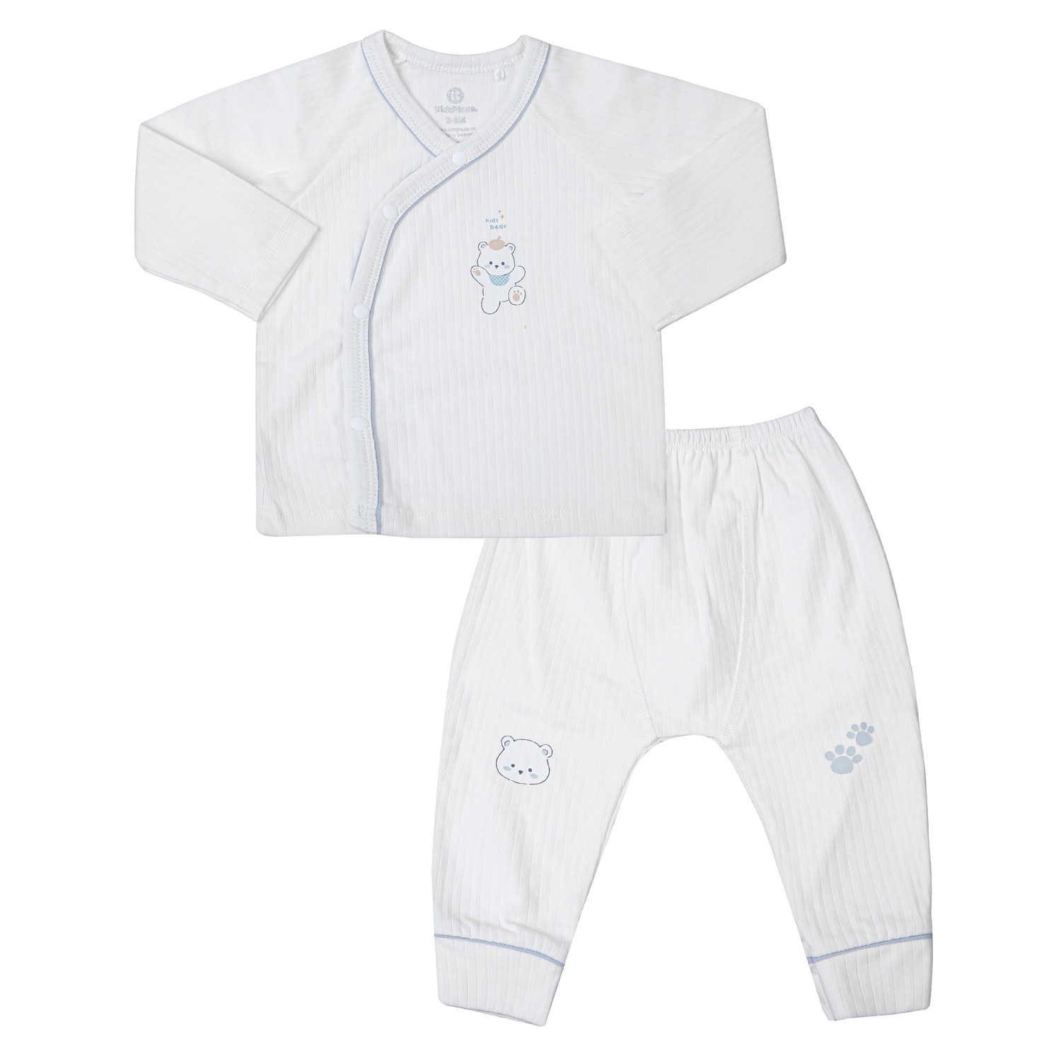 Bộ quần áo dài cài lệch cho bé KidsPlaza kẻ tăm ND25T (Trắng)