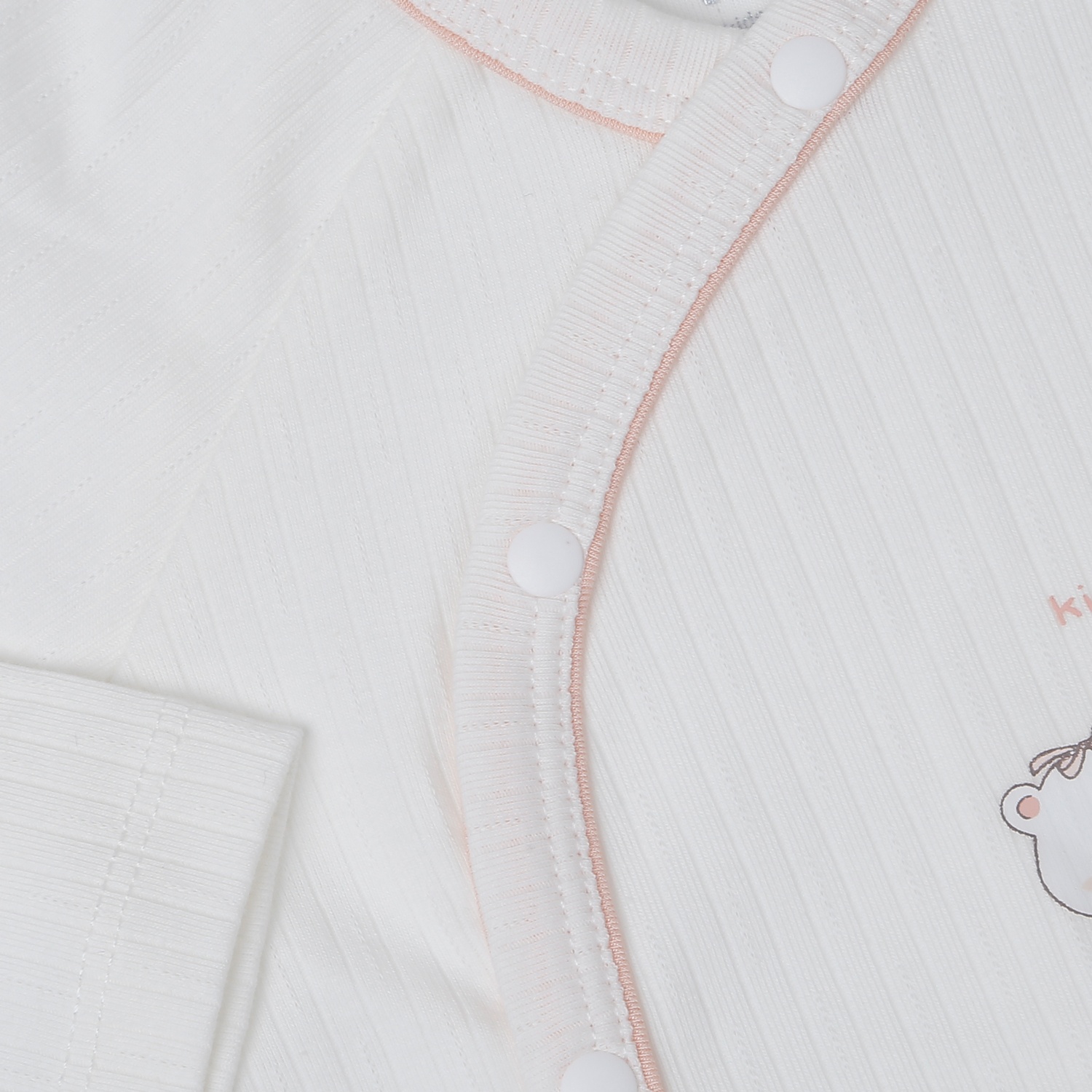 Bộ quần áo dài cài lệch KidsPlaza kẻ tăm ND25T (Trắng)