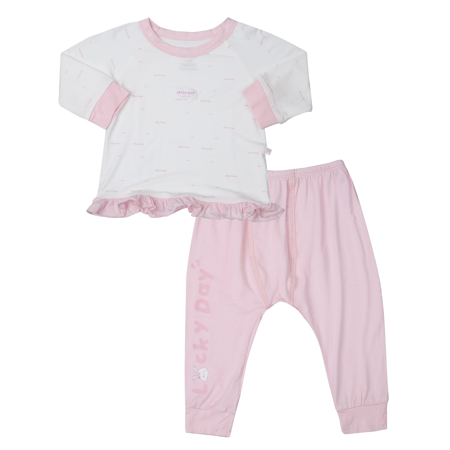 Bộ quần áo dài tay bé gái KidsPlaza Modal kẻ ngang M25T (Hồng)