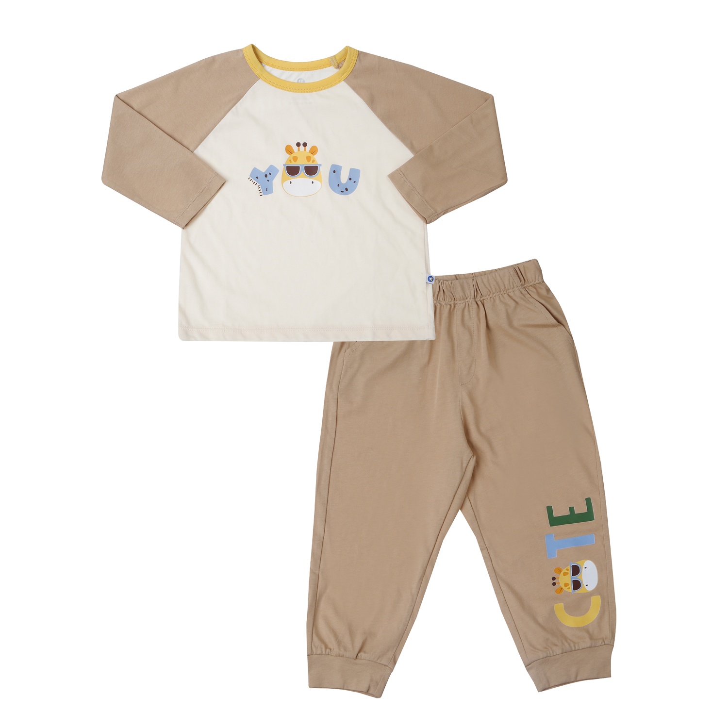 Bộ quần áo dài tay bé trai KidsPlaza in hươu you HN25T (Nâu) hình 1