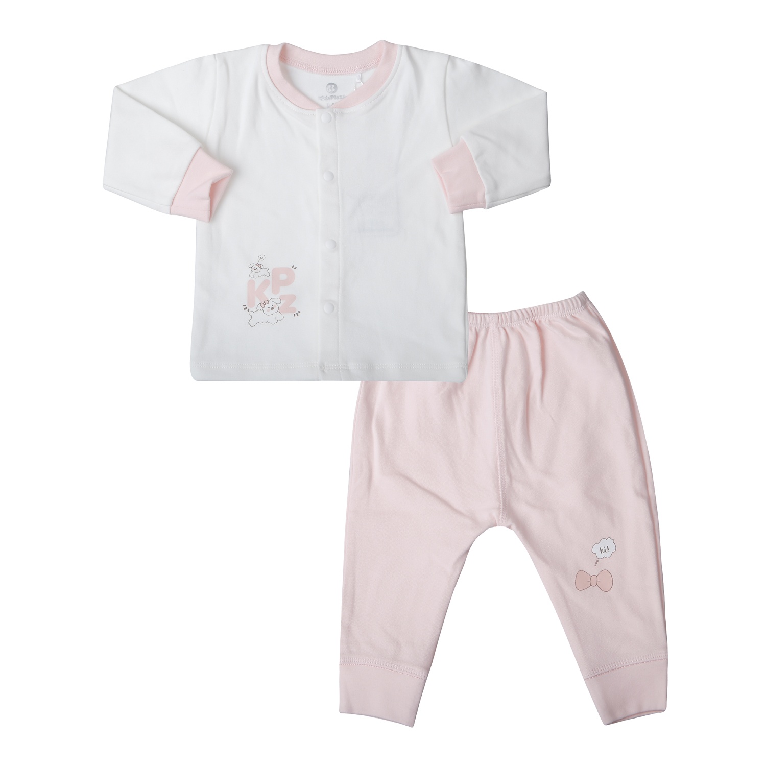 Bộ quần áo dài tay cài giữa bé gái KidsPlaza nhung ND25D (Hồng)