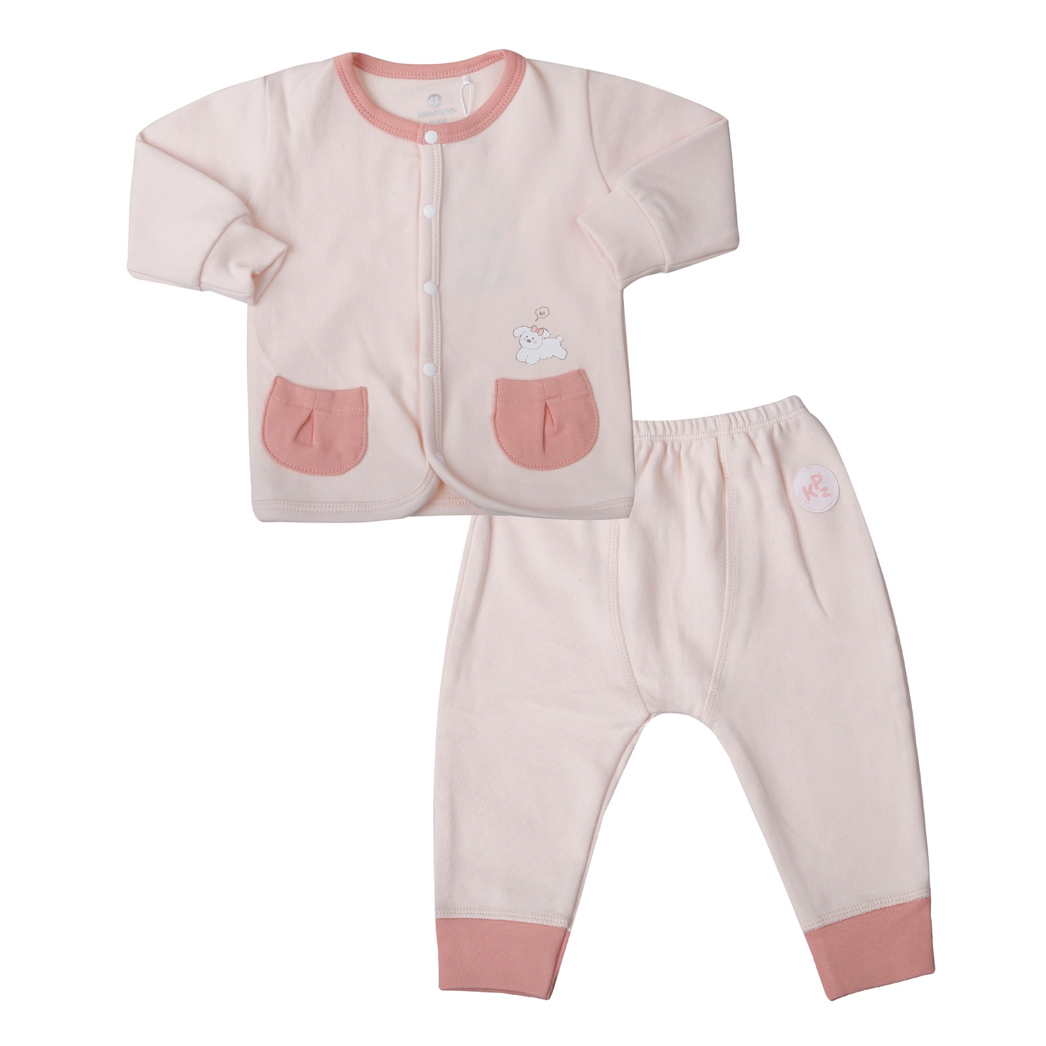 Bộ quần áo dài tay cài giữa cho bé gái KidsPlaza nhung ND25D (Hồng)