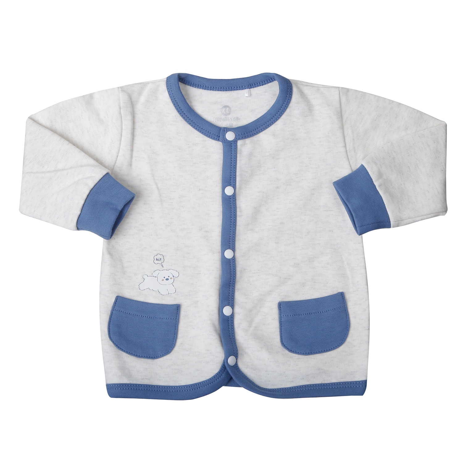 Bộ quần áo dài tay cài giữa cho bé KidsPlaza nhung ND25D (Ghi xanh)