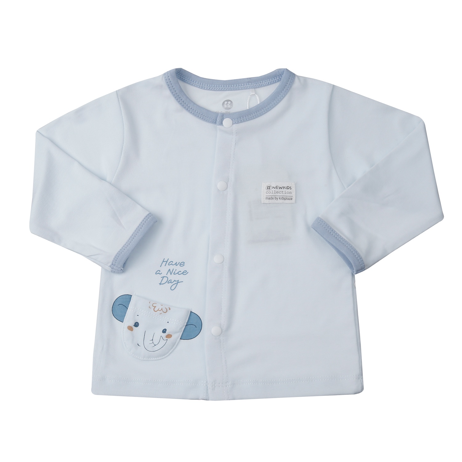 Bộ quần áo dài tay cài giữa KidsPlaza in voi ND25T (Xanh) hình 2