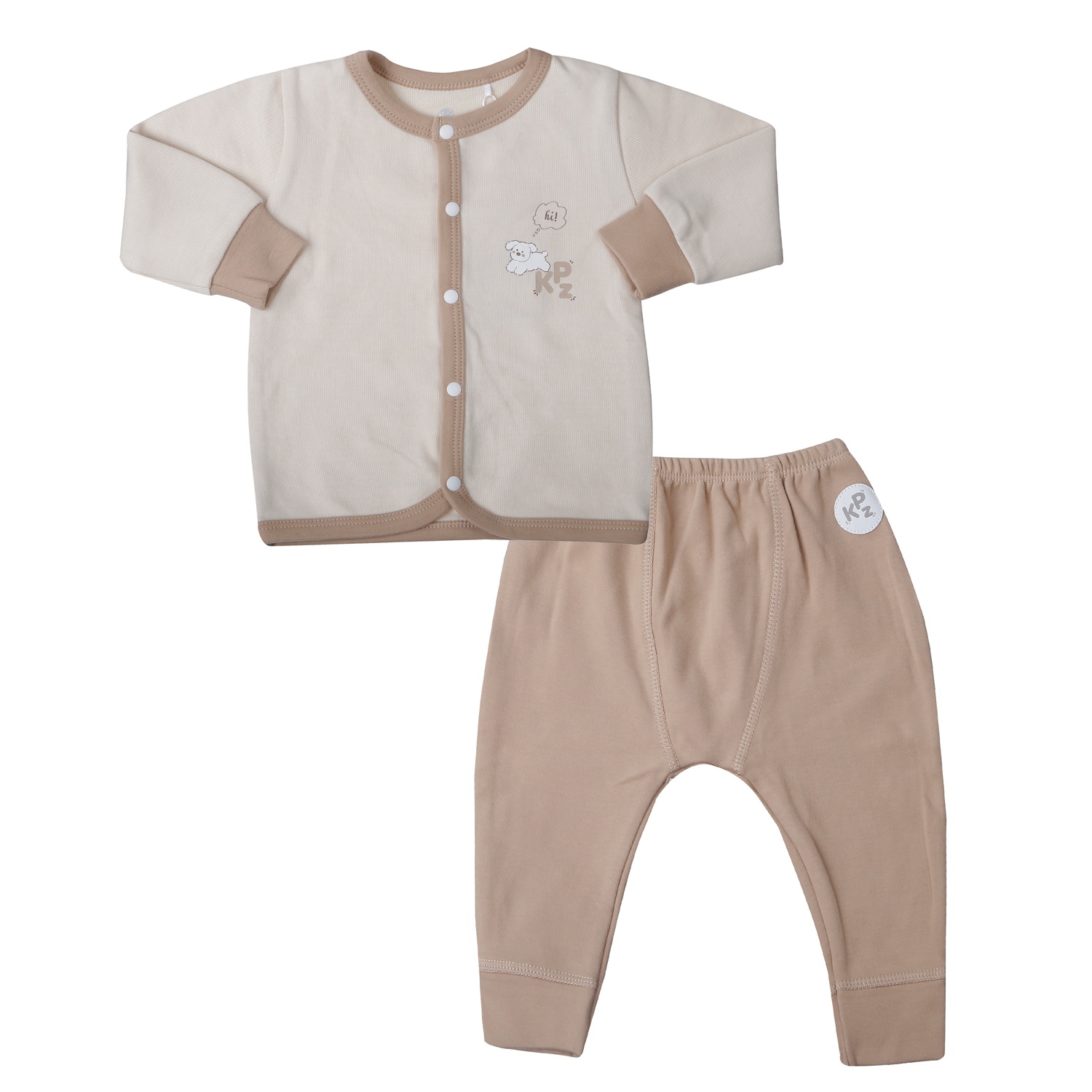 Bộ quần áo dài tay cài giữa KidsPlaza nhung ND25D (Be)