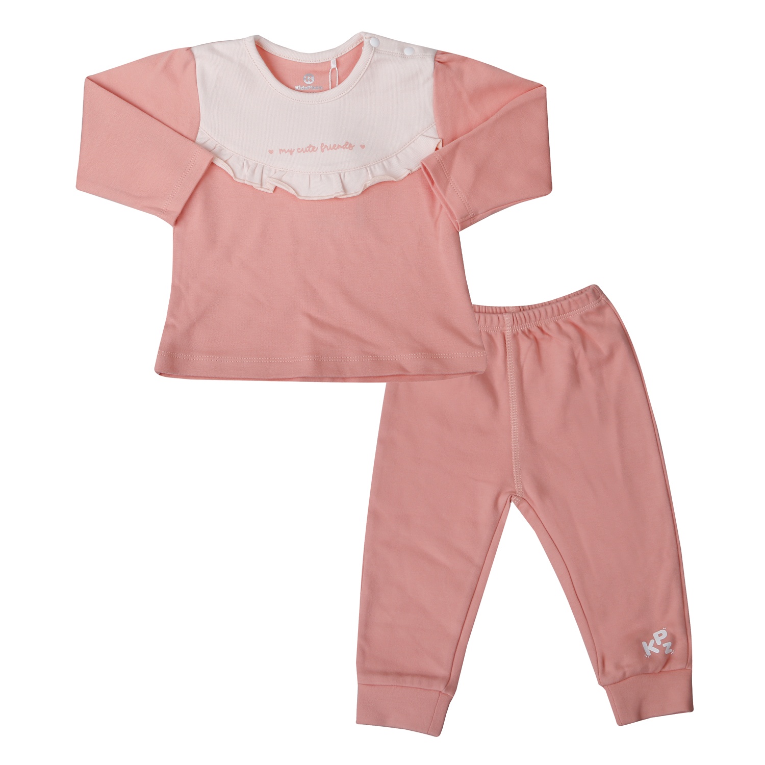 Bộ quần áo dài tay cài vai bé gái KidsPlaza nhung ND25D (Hồng)