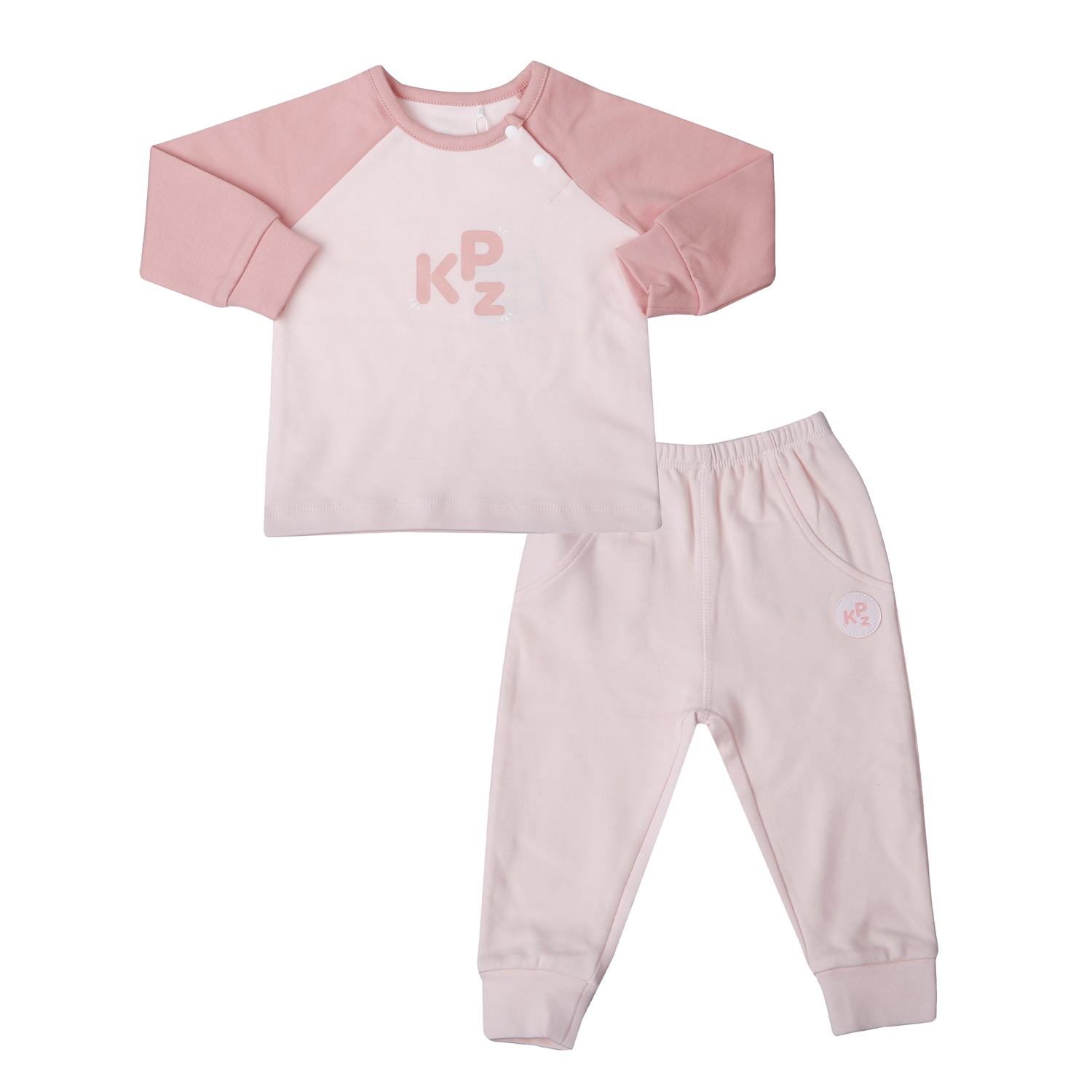 Bộ quần áo dài tay cài vai KidsPlaza nhung ND25D (Hồng)