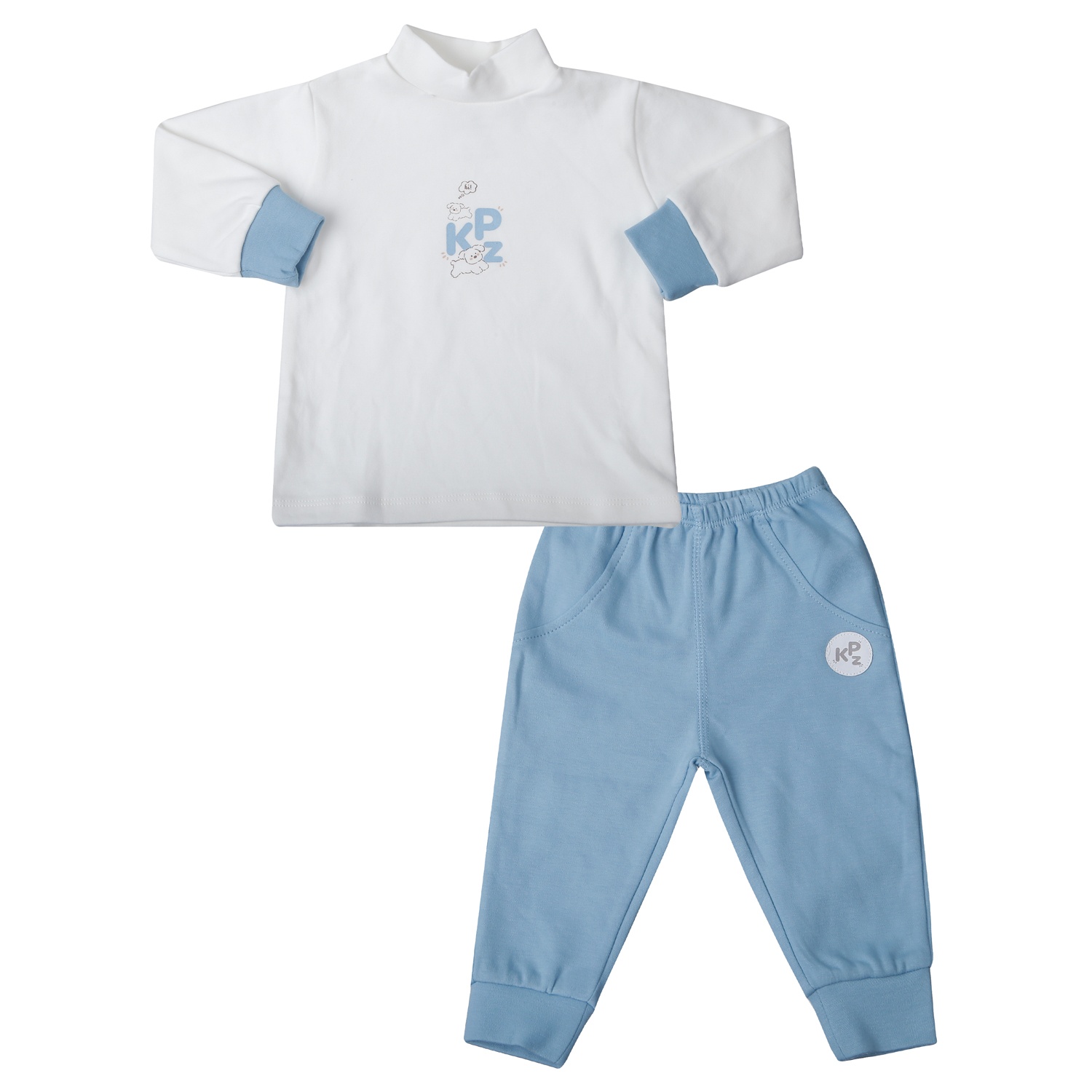 Bộ quần áo dài tay có cổ 3 phân KidsPlaza nhung ND25D (Xanh) 