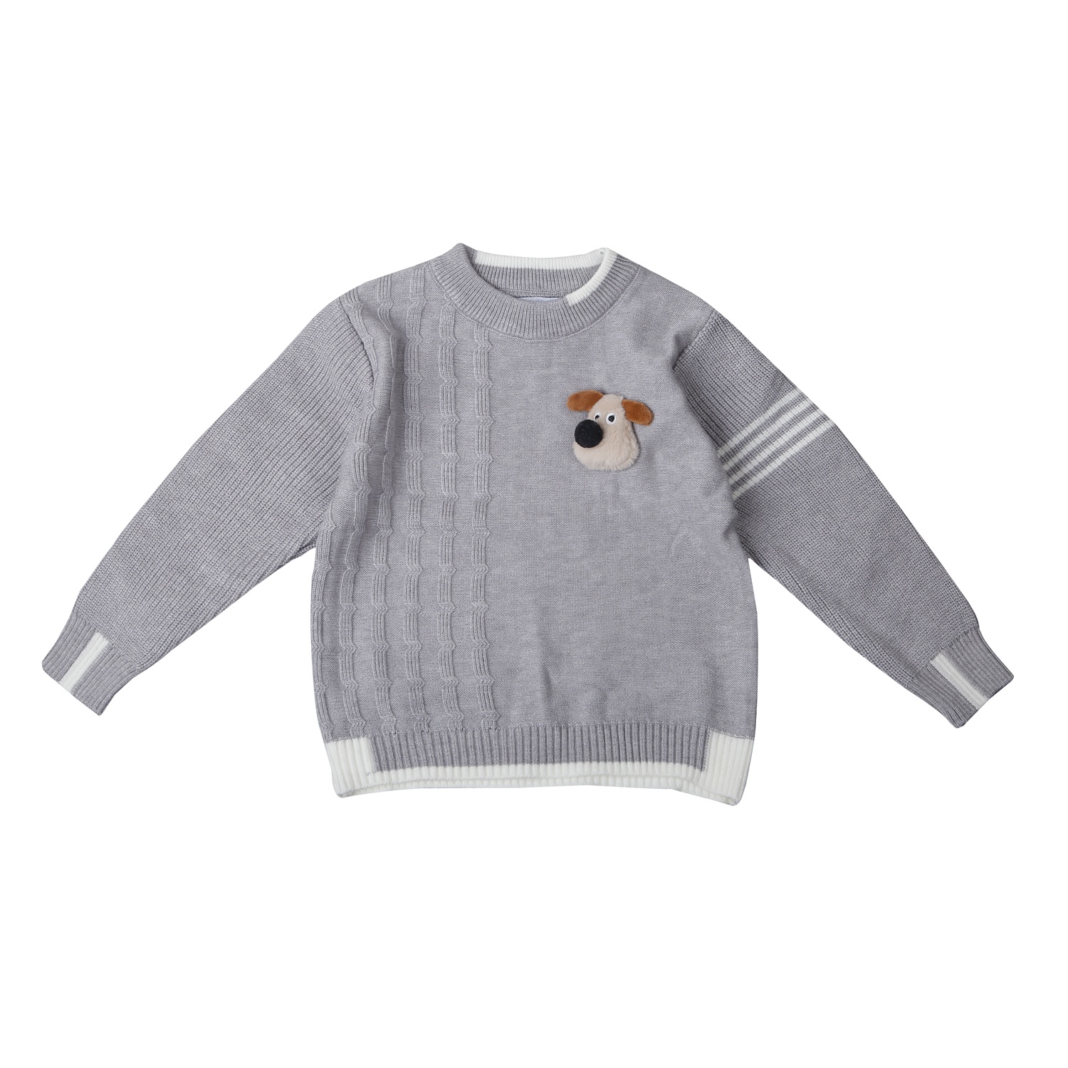 Bộ quần áo len bé trai Mamago hình cún 25M-QA05 (Ghi)