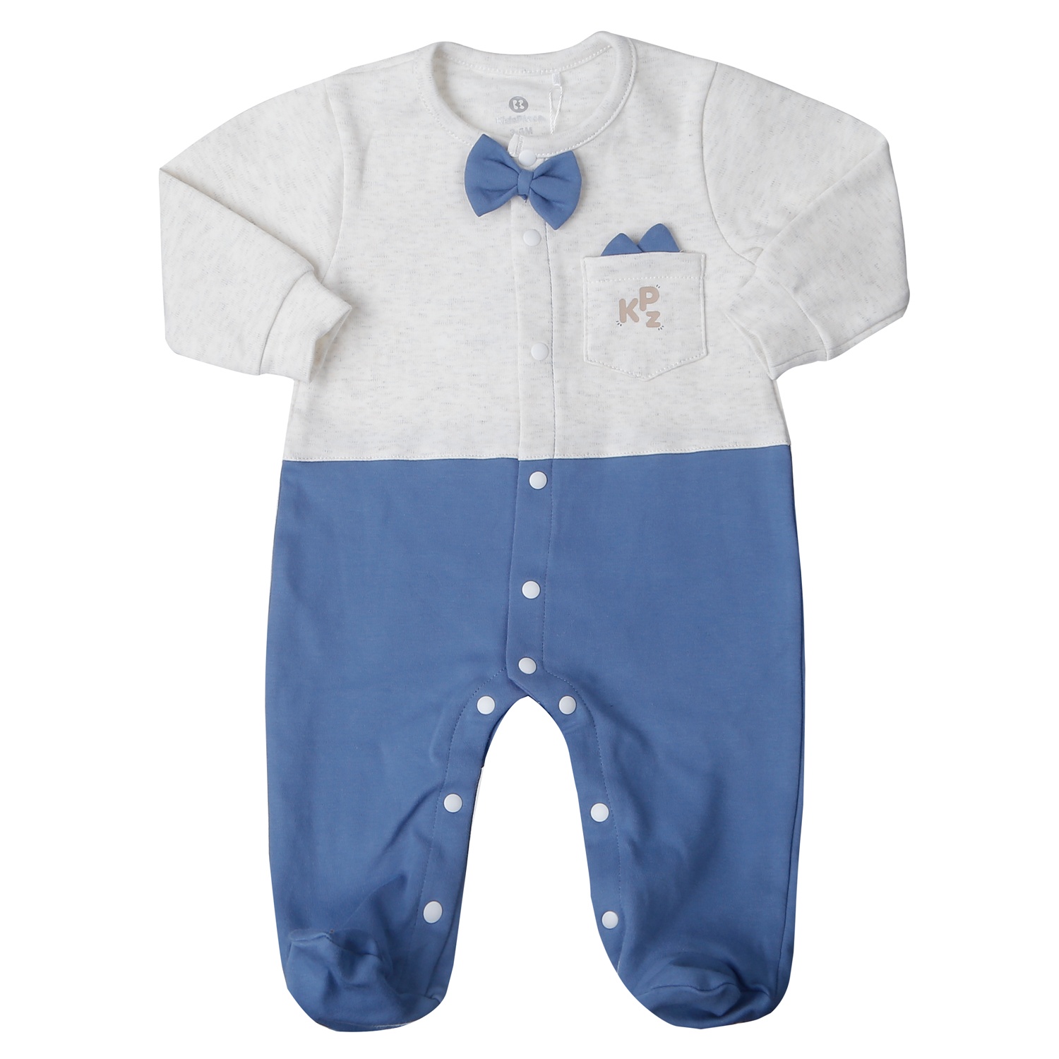 Body dài tay cài giữa cho bé KidsPlaza ND25D (Xanh ghi) 