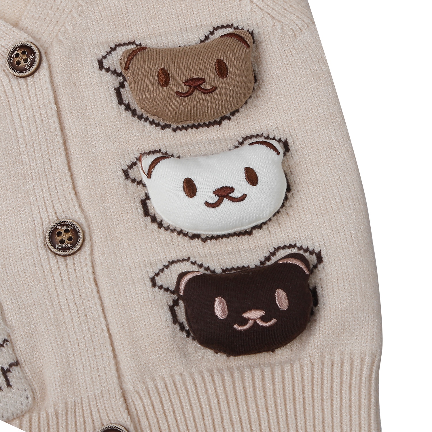 Áo len gile bé trai Mamago gắn 3 gấu 25M-G13 (Be) hình 3