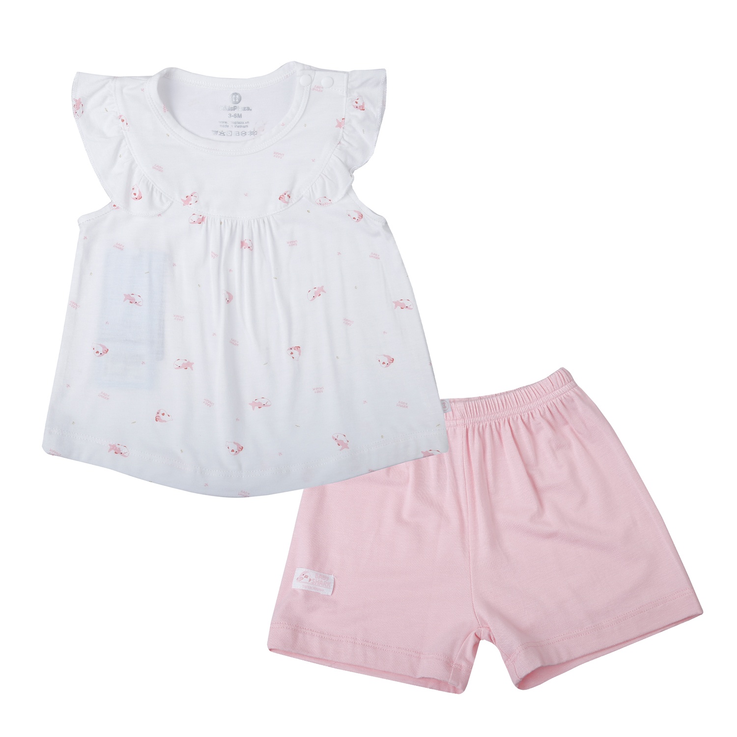 Bộ ba lỗ KidsPlaza in cá TT25H (Trắng hồng)