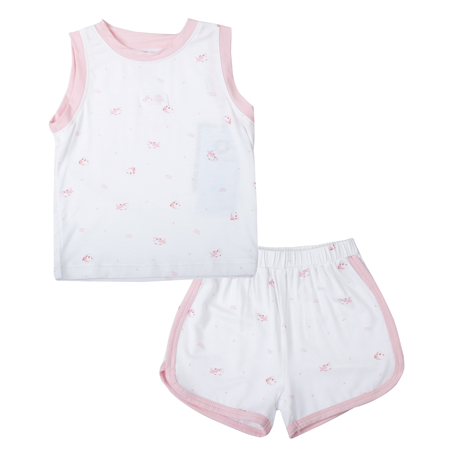 Bộ quần áo ba lỗ KidsPlaza in cá TT25H (Trắng)