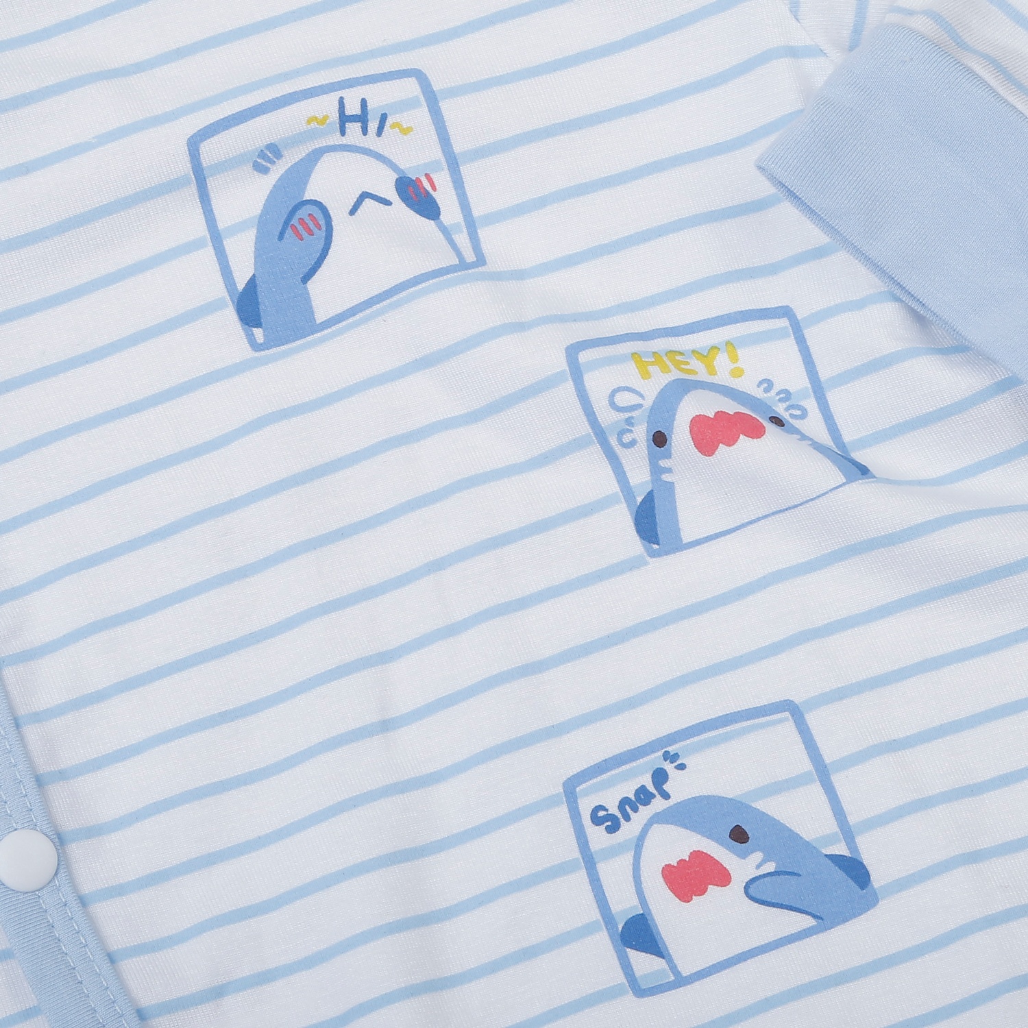 Bộ body dài cài lệch KidsPlaza sọc shark TT25H (Trắng xanh) hình 3