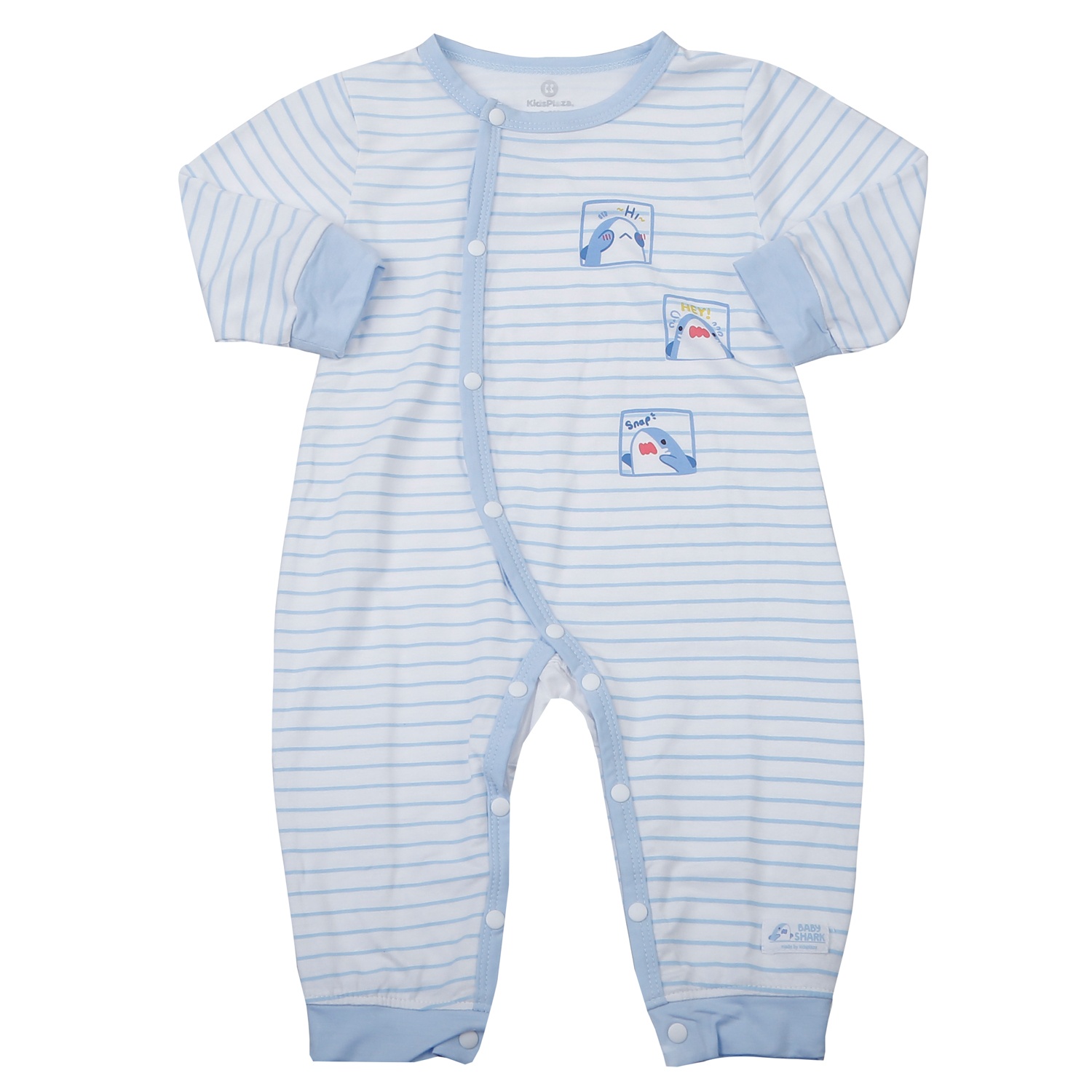 Bộ body dài cài lệch KidsPlaza sọc shark TT25H (Trắng xanh) hình 1