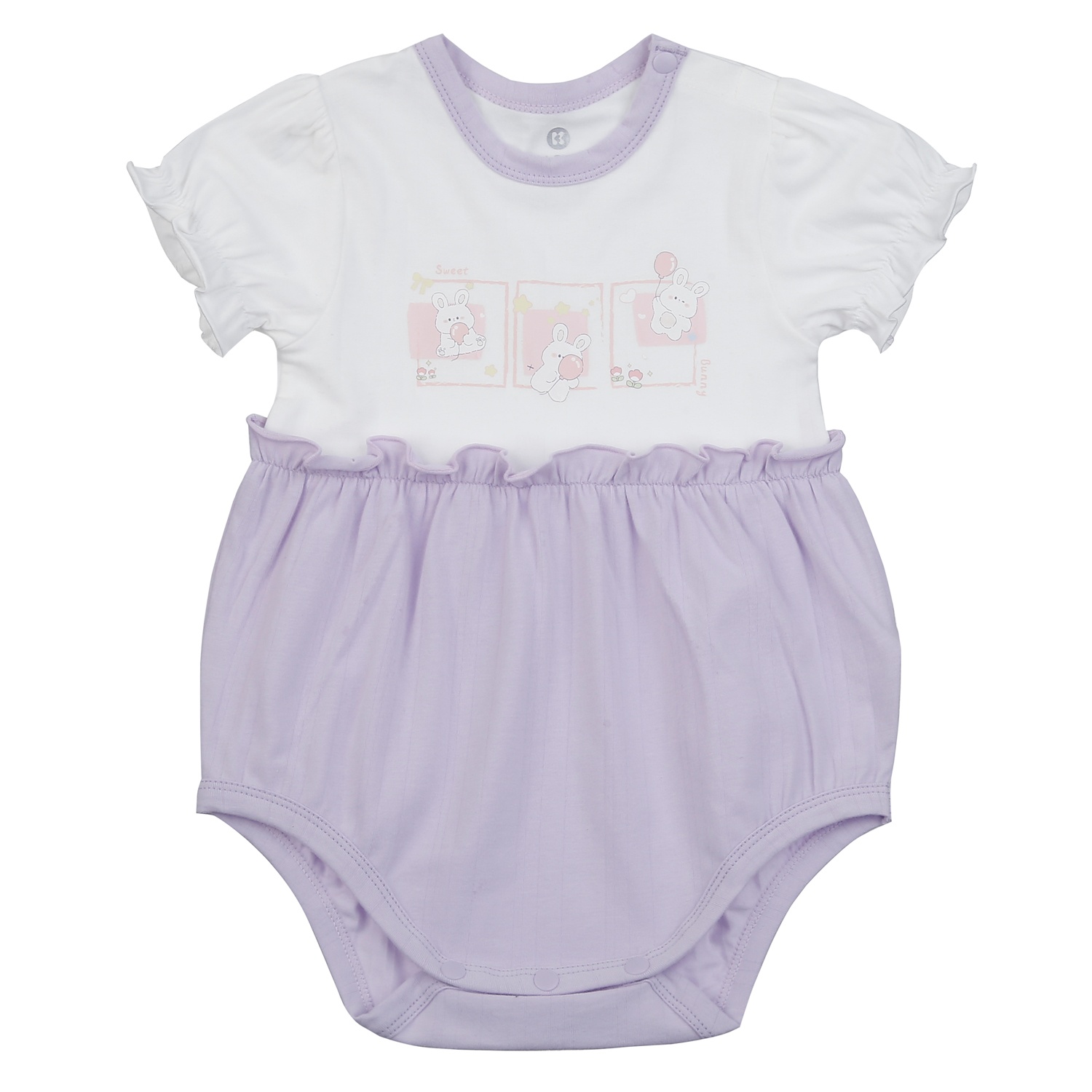 Bộ body cộc bé gái KidsPlaza in thỏ HN25H (Trắng tím)