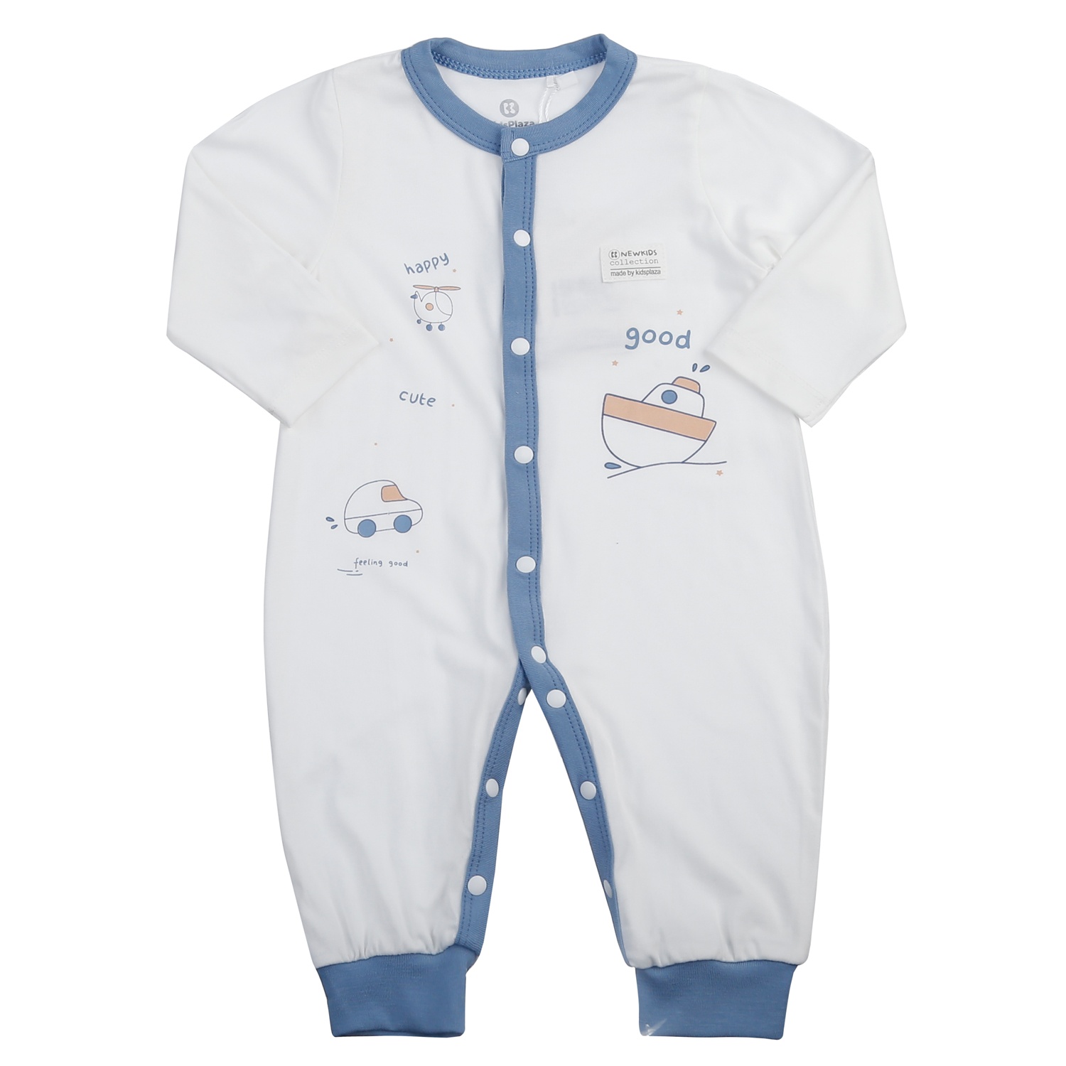 Bộ body dài cài giữa KidsPlaza Otis in máy bay ND25T (Trắng xanh)