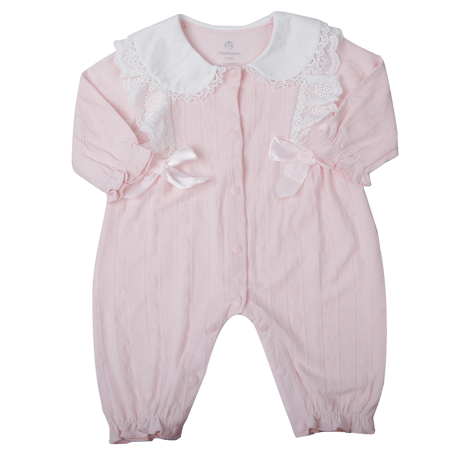 Bộ body dài tay bé gái KidsPlaza ren vải nơ HN25T (Hồng)