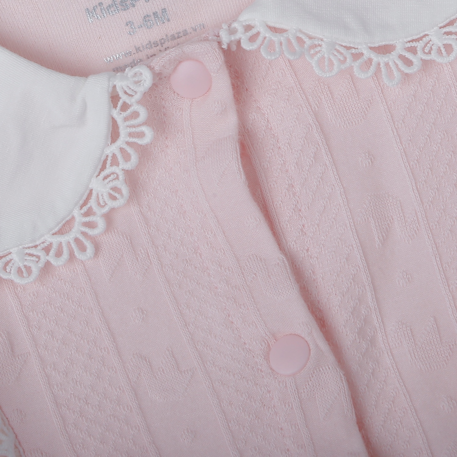 Bộ body dài tay bé gái KidsPlaza ren vải nơ HN25T (Hồng)