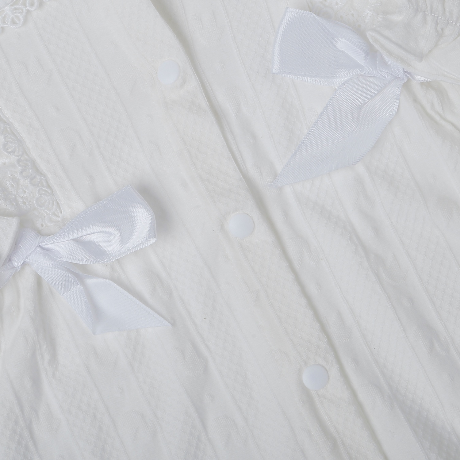 Bộ body dài tay bé gái KidsPlaza ren vải nơ HN25T (Trắng) hình 2