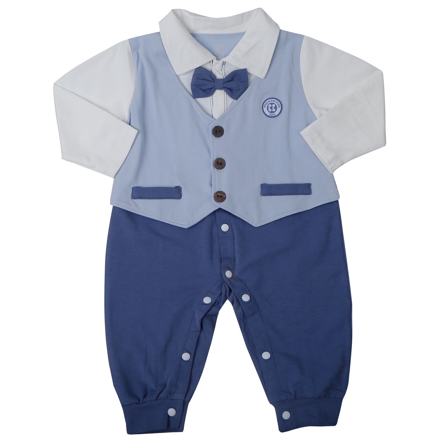 Bộ body dài tay bé trai Kidsplaza gile 3 khuy HN25T (Xanh than) hình 1