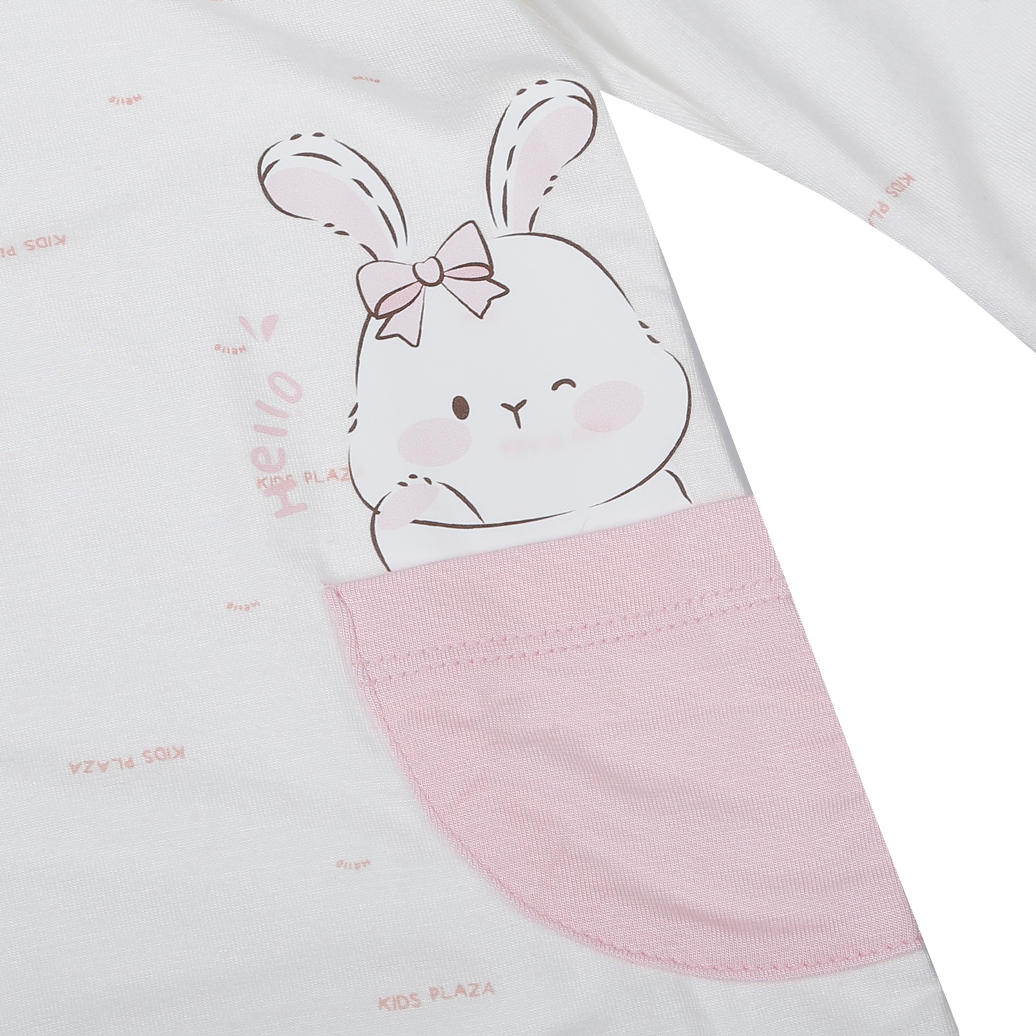 Bộ body dài tay cài lệch Modal in thỏ KidsPlaza M25T (Trắng hồng)  hình 2