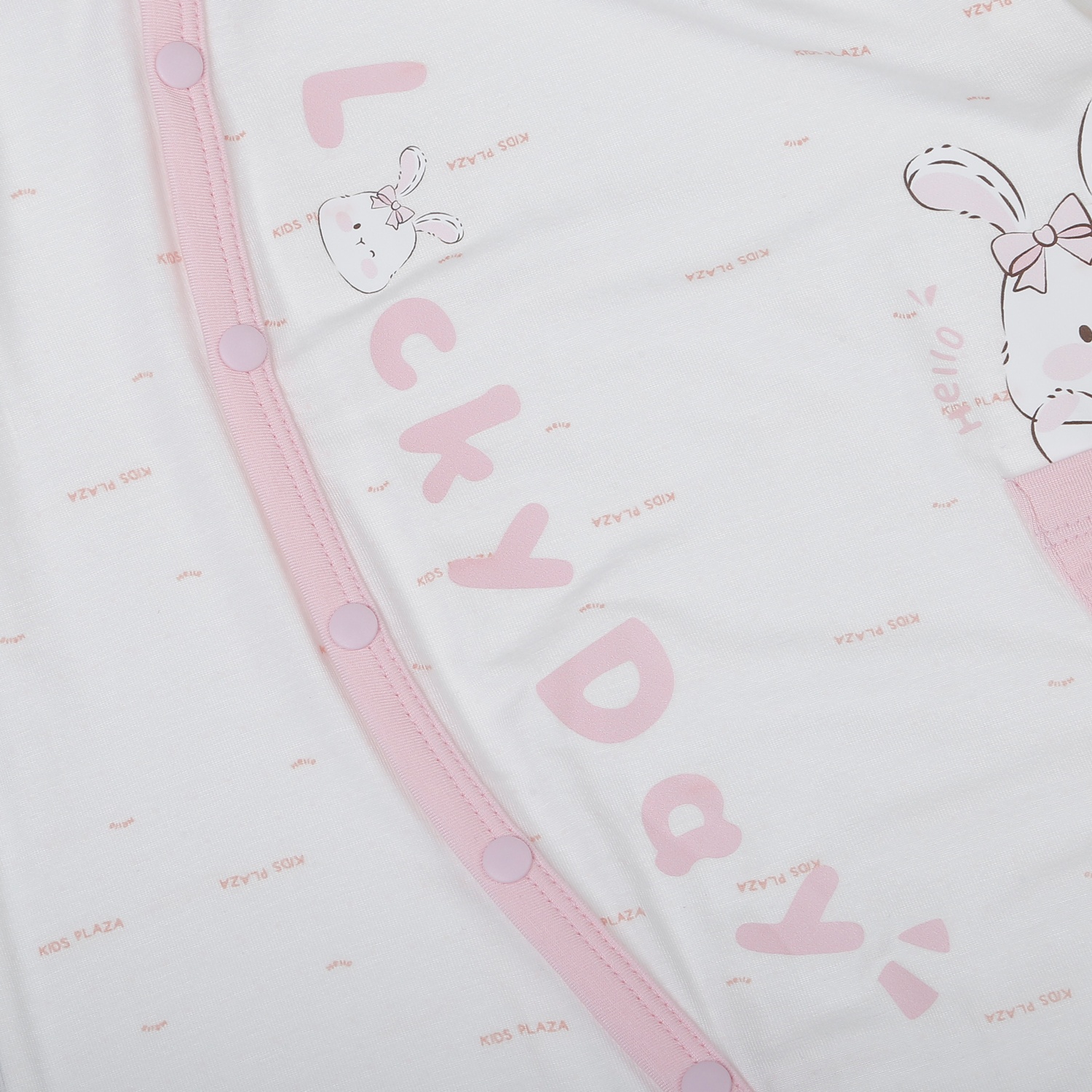 Bộ body dài tay cài lệch Modal in thỏ KidsPlaza M25T (Trắng hồng)  hình 3
