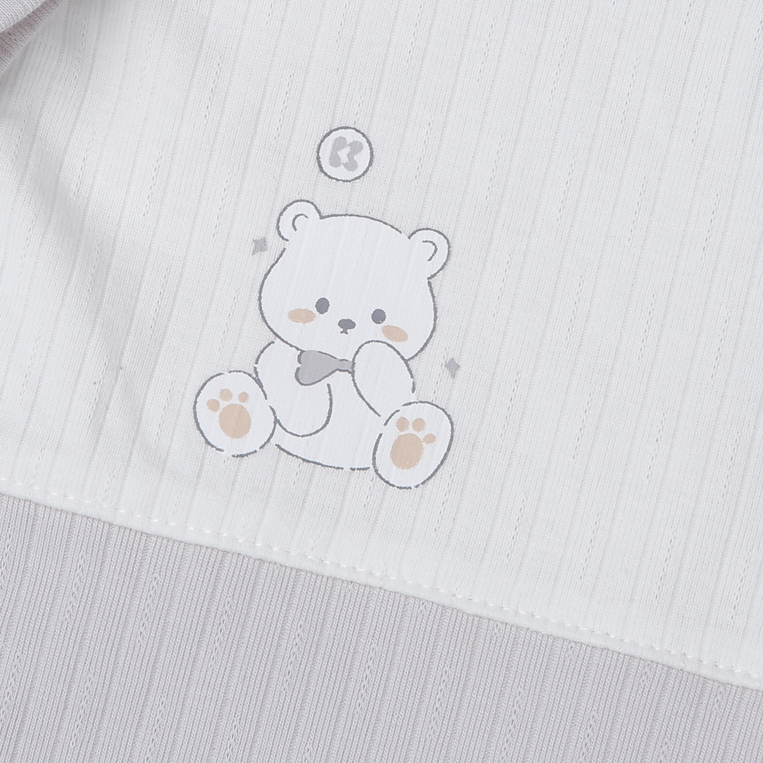 Bộ body dài tay KidsPlaza kẻ tăm ND25T (Trắng ghi) hình 3