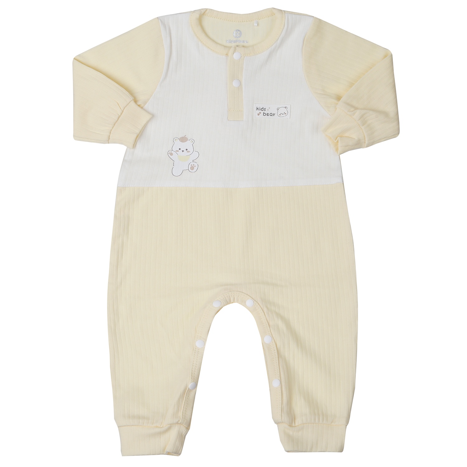 Bộ body dài tay KidsPlaza kẻ tăm ND25T (Trắng vàng)