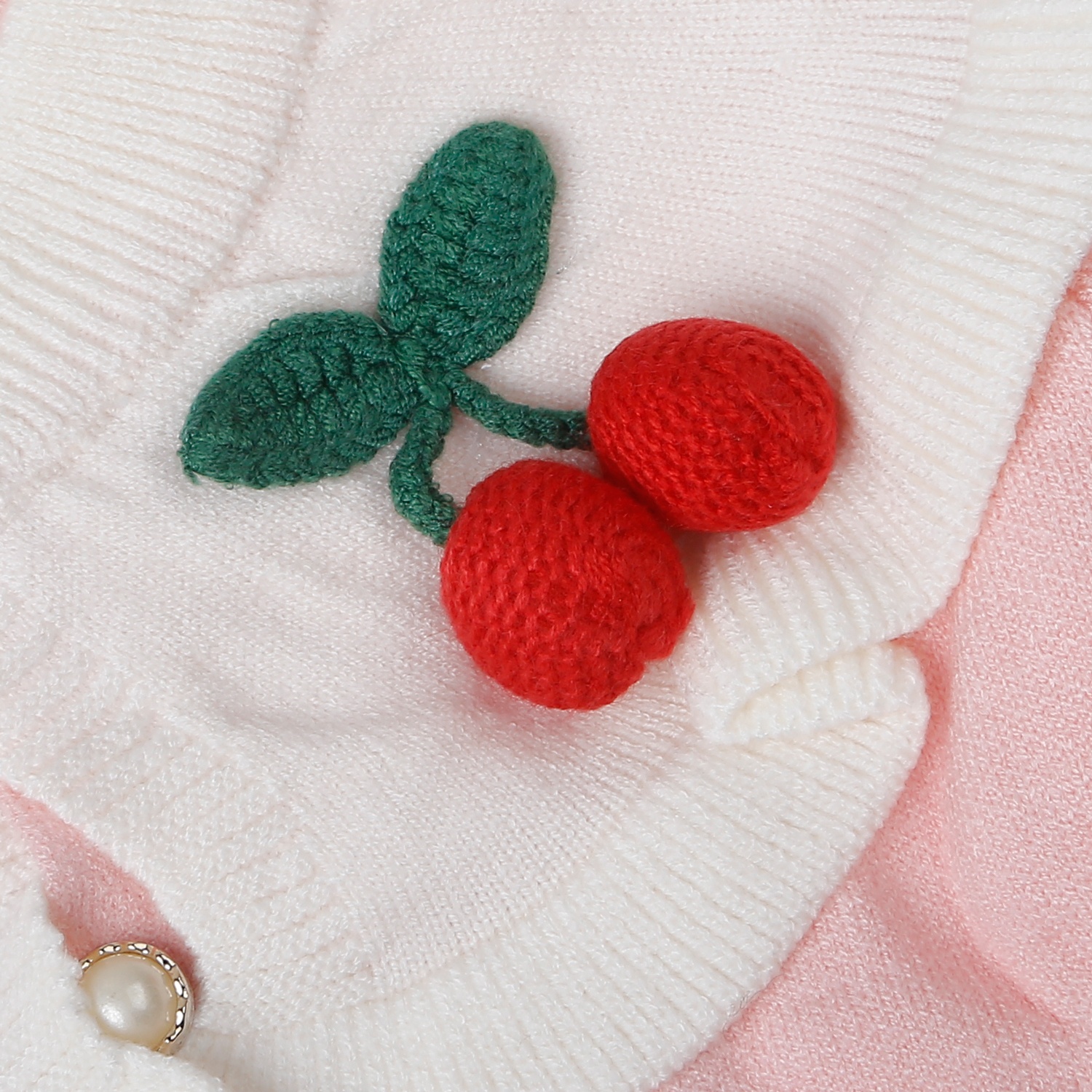 Bộ body len bé gái Mamago choàng gắn Cherry 25M-BL04 (Hồng) hình 5