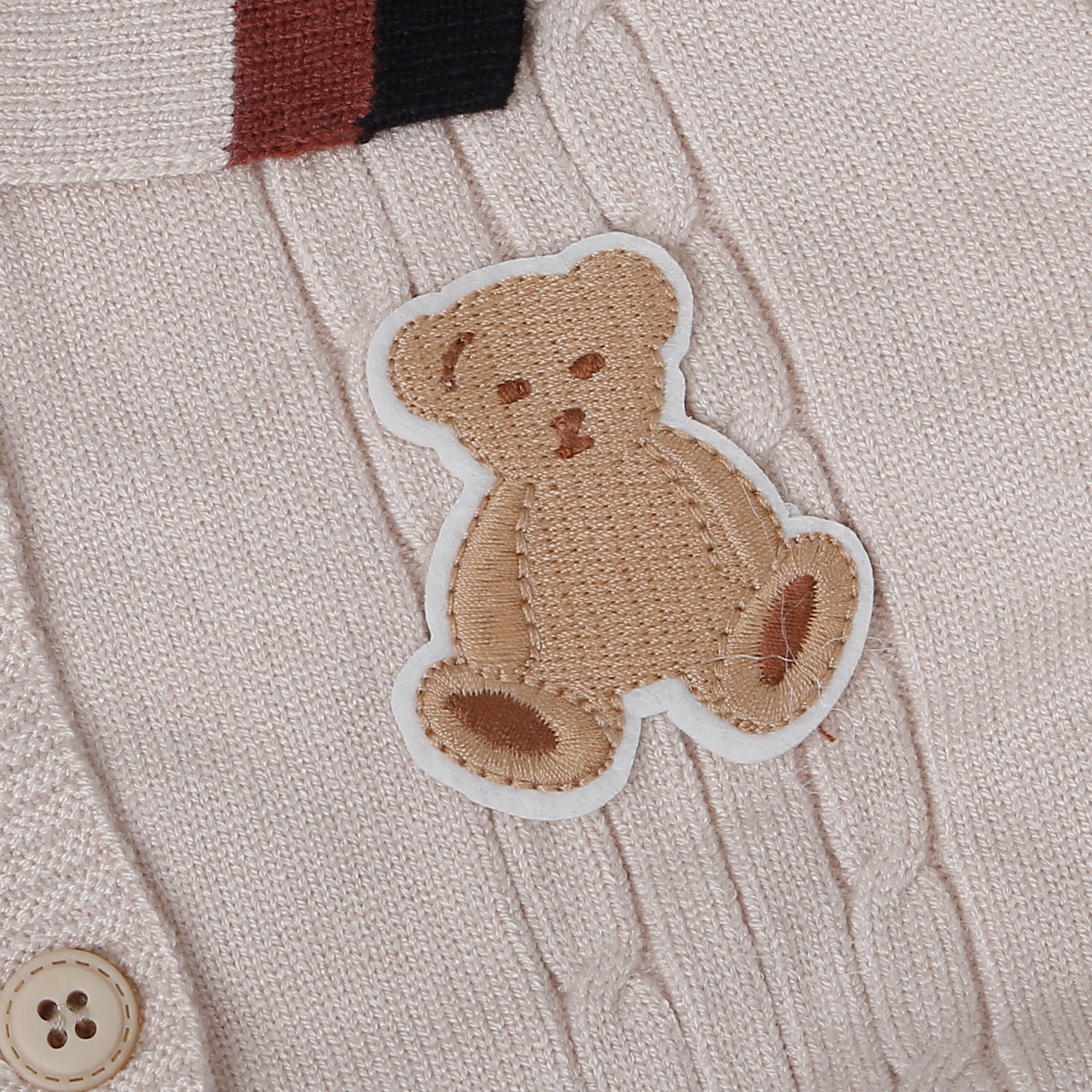 Bộ body len bé trai Mamago gắn gấu 25M-BL03 (Be nâu)