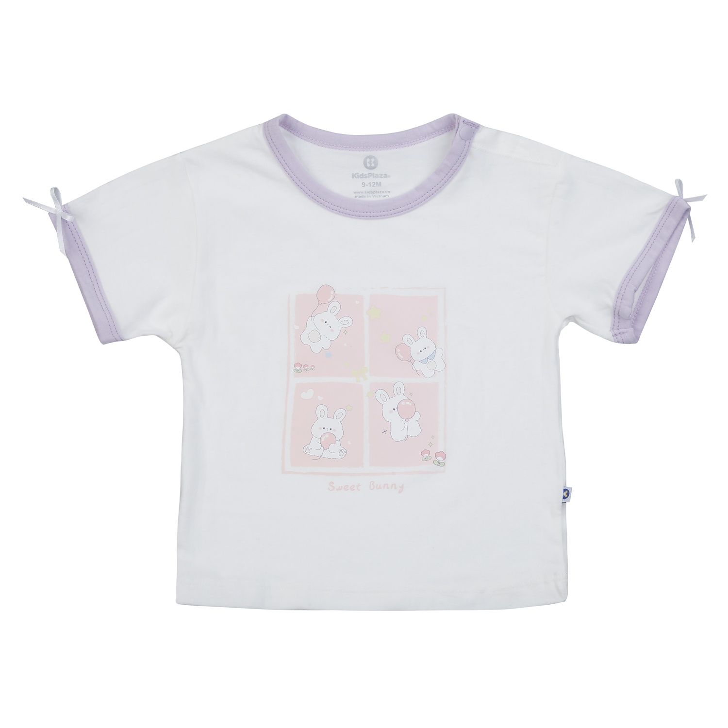 Bộ cộc bé gái KidsPlaza đính nơ thỏ HN25H (Trắng) hình 2