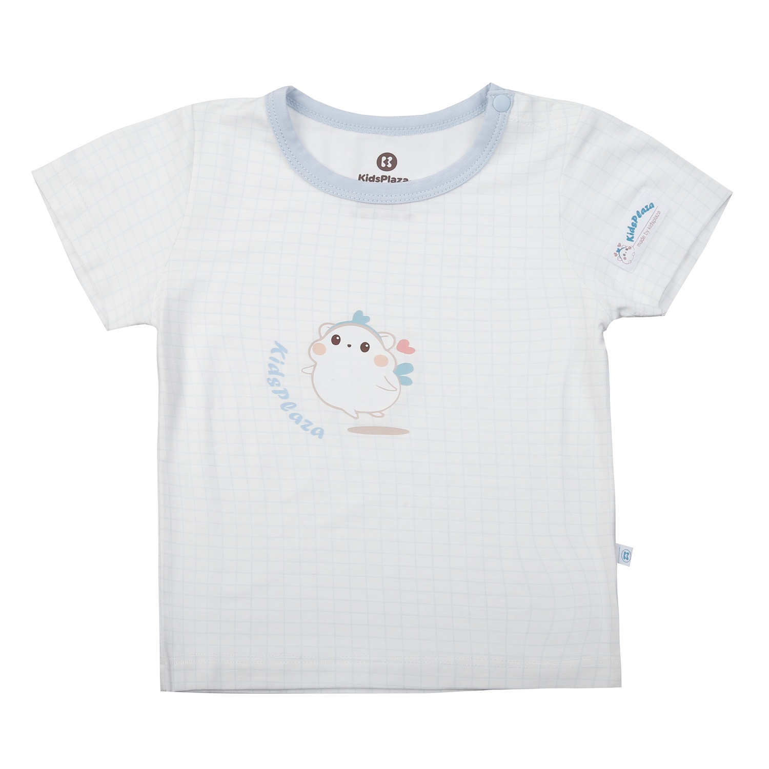 Bộ cộc cài vai KidsPlaza in mouse M25H (Trắng kẻ xanh)