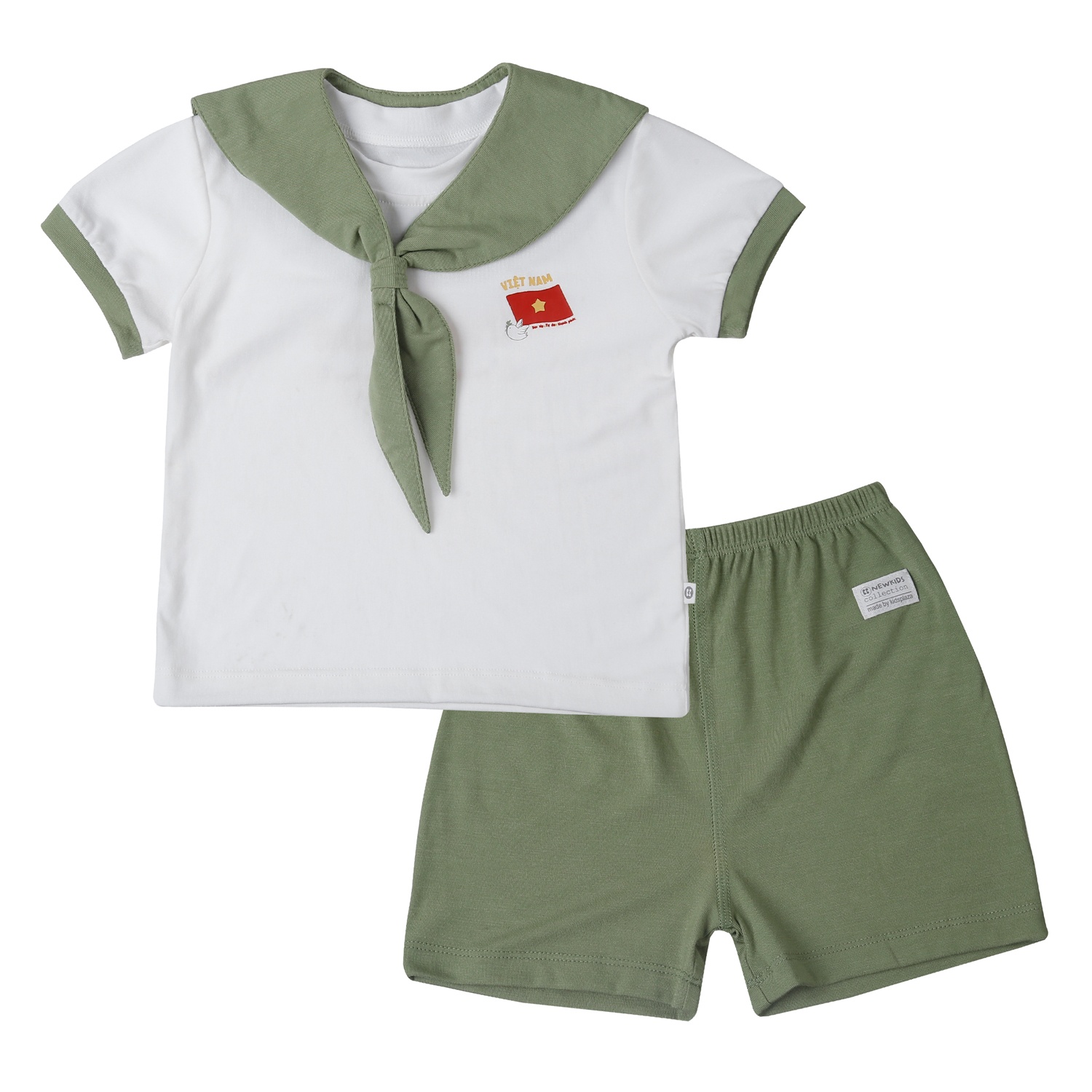 Bộ cộc KidsPlaza Otis có yếm in Việt Nam ND25 (Xanh)