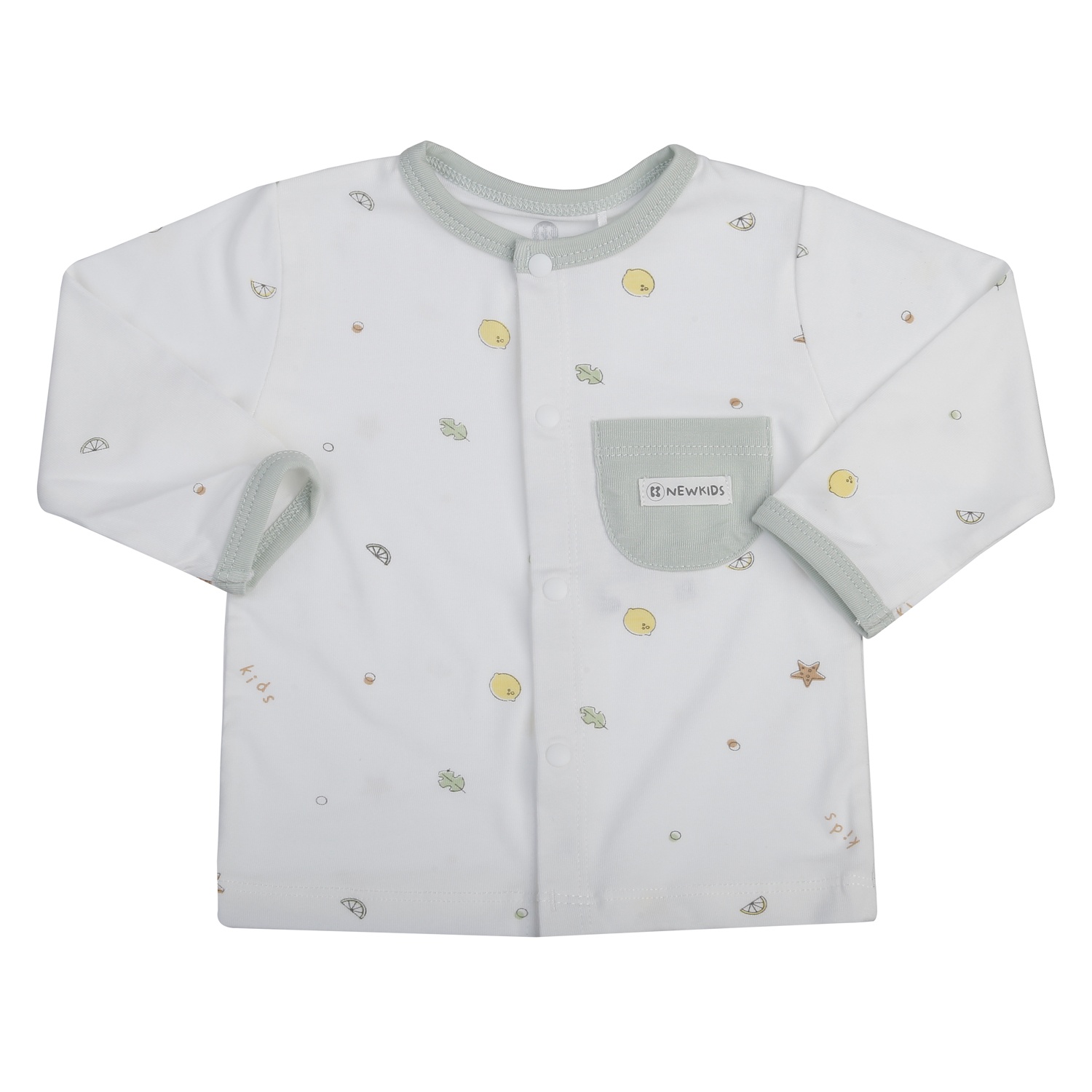 Bộ dài cài giữa KidsPlaza Otis in chanh ND25T ( Trắng Xanh)